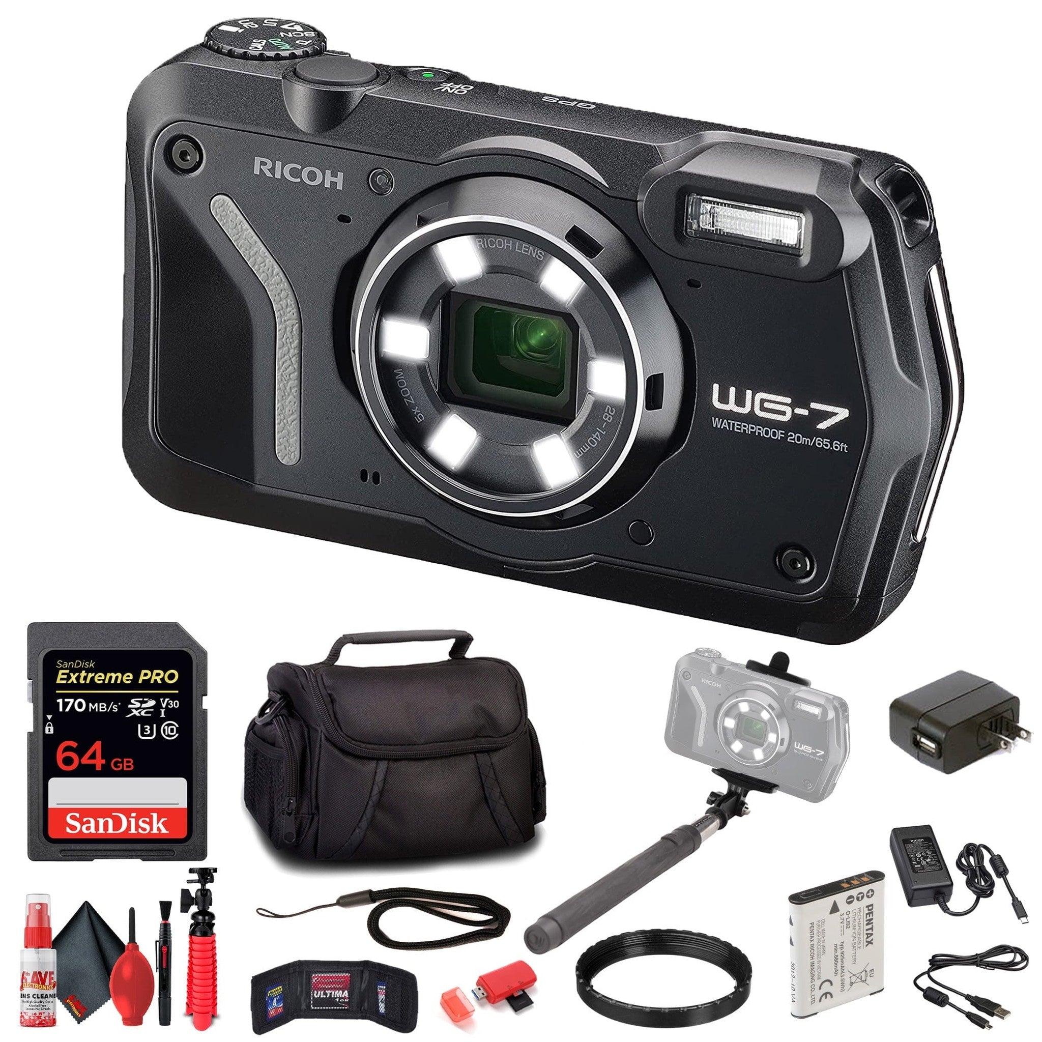 Ricoh 3100 WG-7 Black Authentic Outdoor Camera with Accessories Ricoh