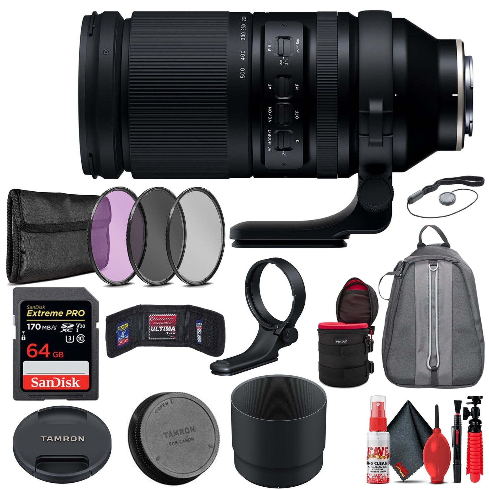 Tamron 150-500mm f/5-6.7 Di III VXD Lens for Sony with Accessories INT Model