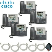Cisco 7945G Unified IP Phone with Extra Cat5 Cables 5-Pack Bundle