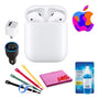 Apple AirPods with Charging Case 2nd Gen Bundle with Velcro Cable Ties + USB Wall & Car Charger
