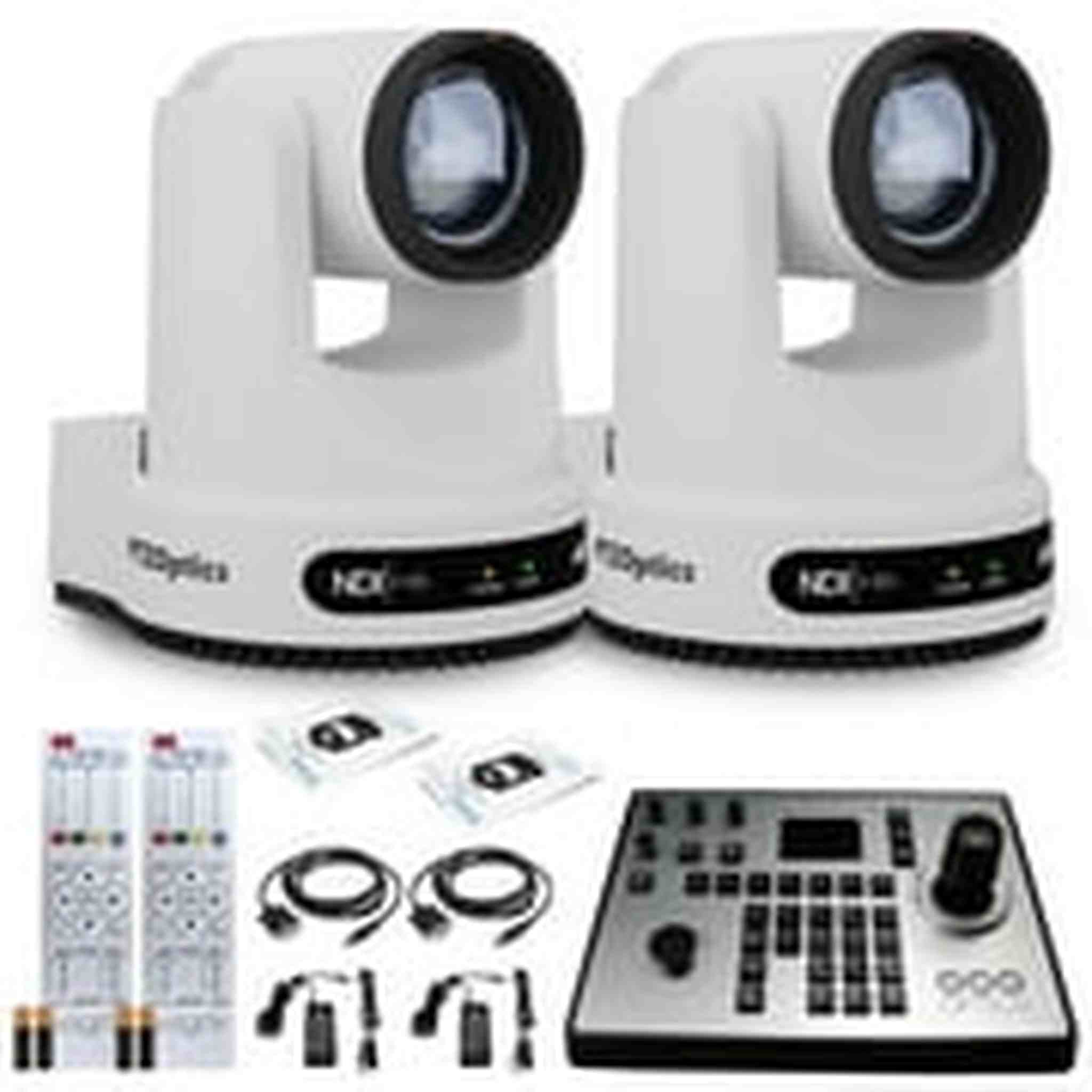 2 x PTZOptics Move 4K PTZ Camera with 12x Zoom White PT12X-4K-WH-G3 + PT-JOY-G4 Controller PTZOptics
