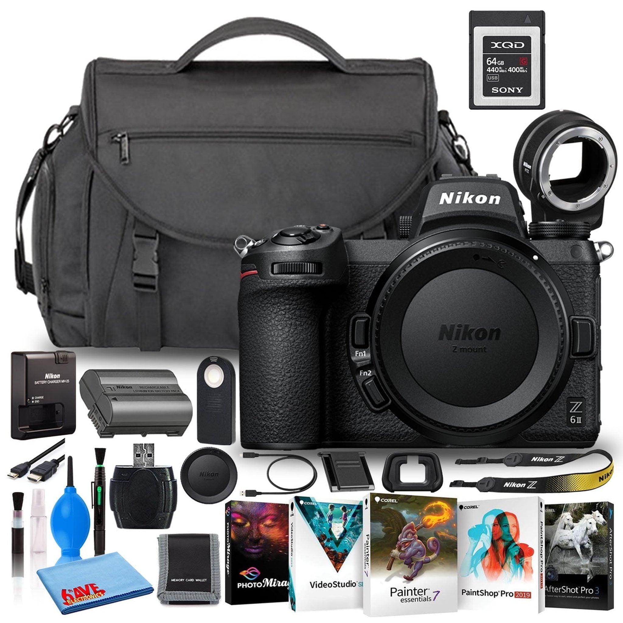 Nikon Z 6II Mirrorless Camera Body Only International 64GB XQD + FTZ Bundle