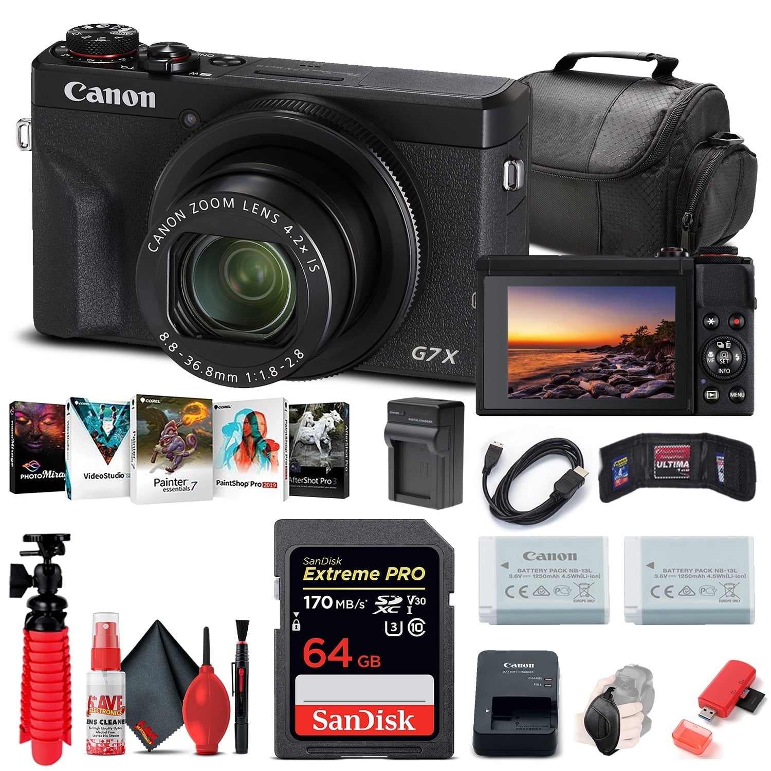 Canon PowerShot G7 X Mark III Digital Camera 3637C001 + 64GB Card + More