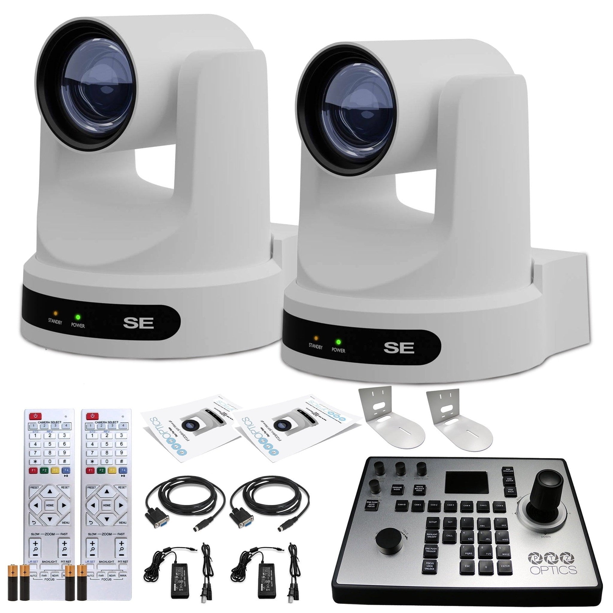 2 x PTZOptics Move SE PTZ Camera with 30x Optical Zoom + PTZOptics PT-JOY-G4 Controller + 2 x Wall Mount