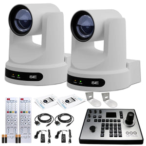 2 x PTZOptics Move SE PTZ Camera with 30x Optical Zoom + PTZOptics PT-JOY-G4 Controller + 2 x Wall Mount