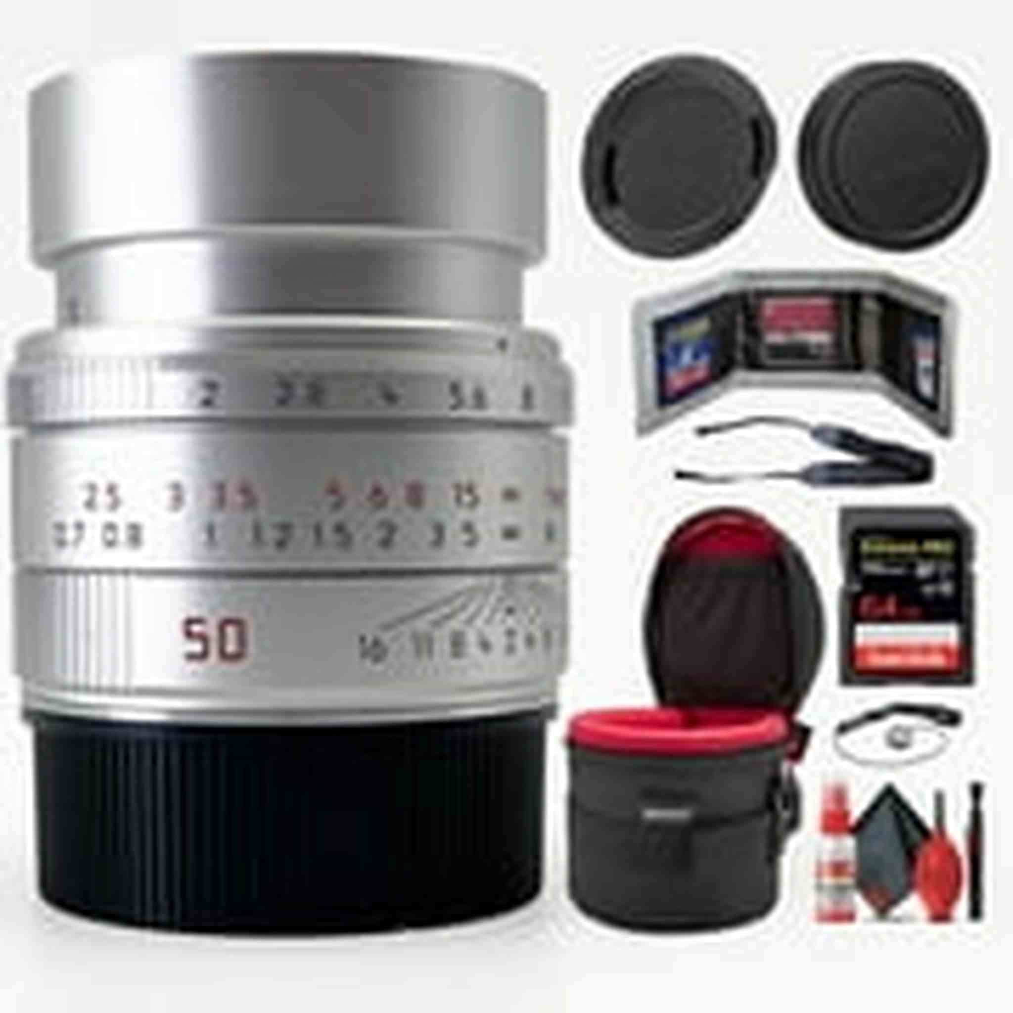 Leica APO-Summicron-M 50mm f/2 ASPH Lens Silver Anodized + 6Ave Accessory Kit