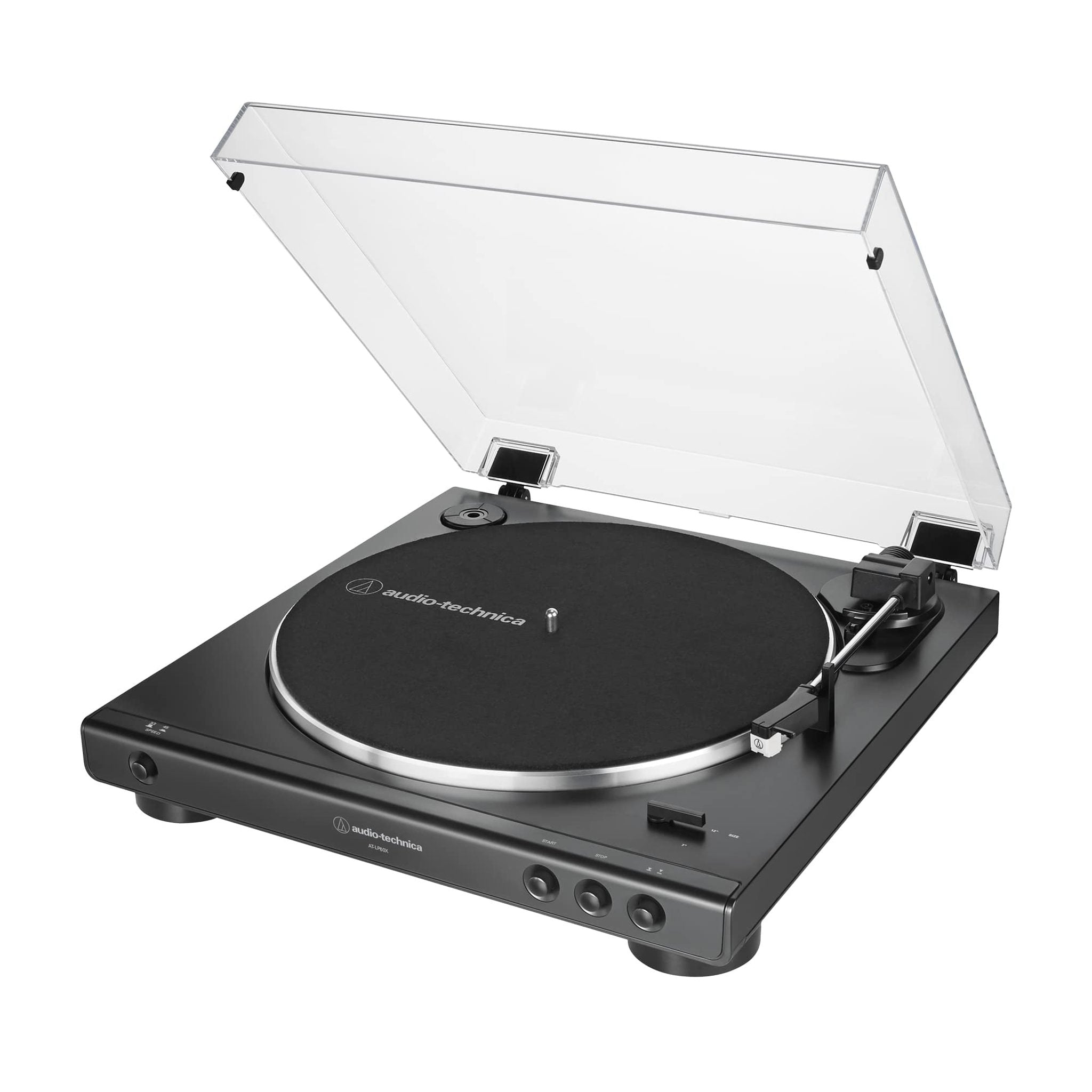 Audio-Technica At-LP60X-BW Fully Automatic Belt-Drive Stereo Turntable, Hi-Fi, 2 Speed, Dust Cover, Anti-Resonance, Die-Cast Aluminum Platter Brown