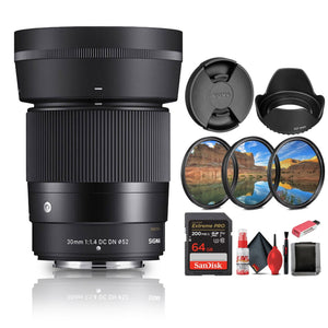 Sigma 30mm f/1.4 DC DN Contemporary Lens for Nikon Bundle Sigma