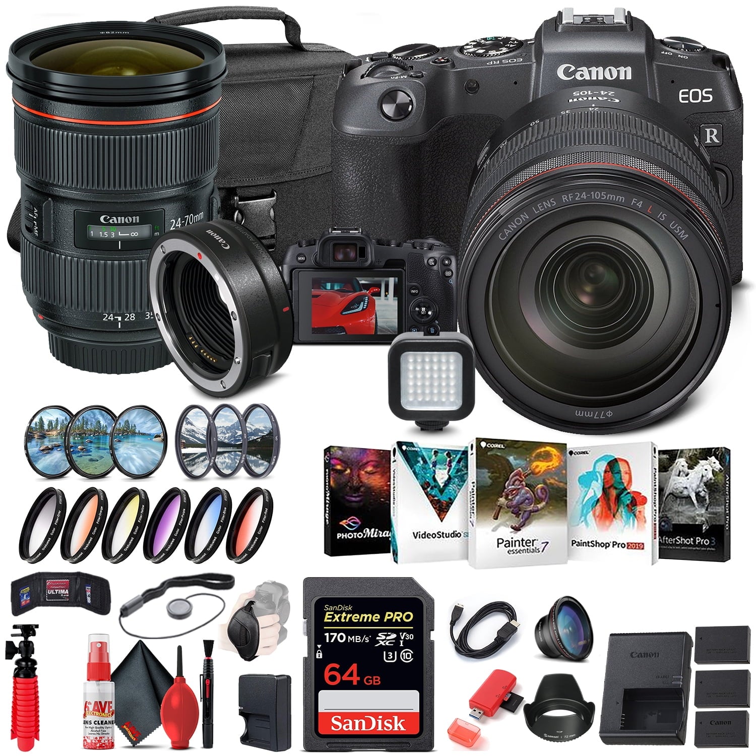 Canon EOS RP Mirrorless Camera with 24-105mm Lens (3380C012) + Canon EF Filter Set Bundle