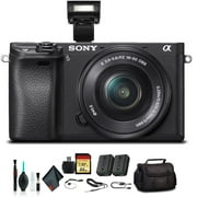 Sony Alpha a6300 Mirrorless Camera with 16-50mm Lens Black ILCE6300L/B With Soft Bag, Additional Battery, 64GB Memory Card, Card Reader , Plus Essential Accessories