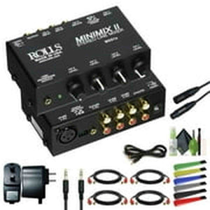Rolls MX51s Mini-Mix 2 Four-Channel Stereo Line RCA Mixer Bundle rolls