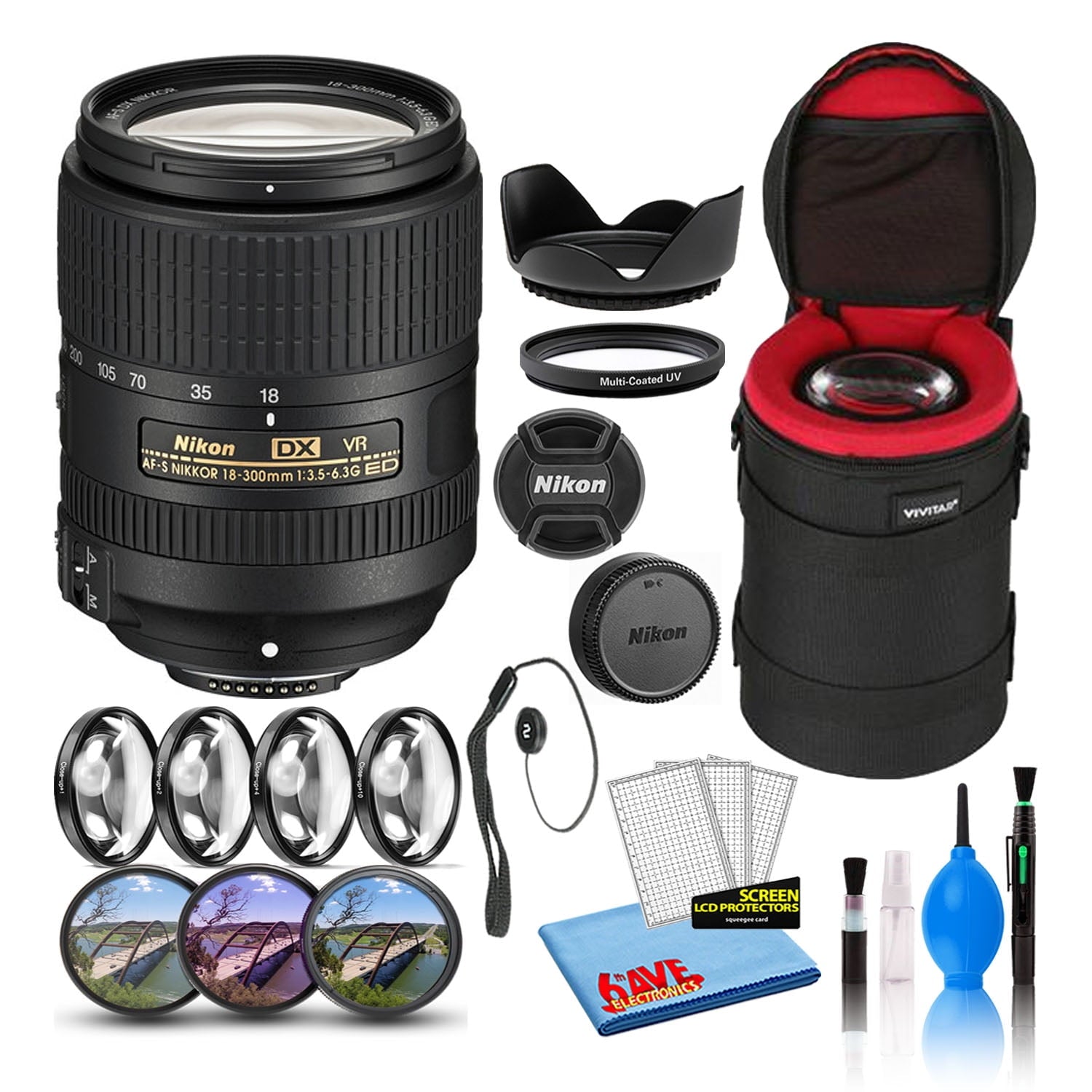 Nikon AF-S DX 18-300mm f/3.5-6.3G ED VR Lens (2216) Intl Model Bundle –  6ave Electronics