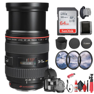 Canon EF 24-70mm f/2.8L USM Standard Zoom Lens for Canon SLR Cameras - Bundle