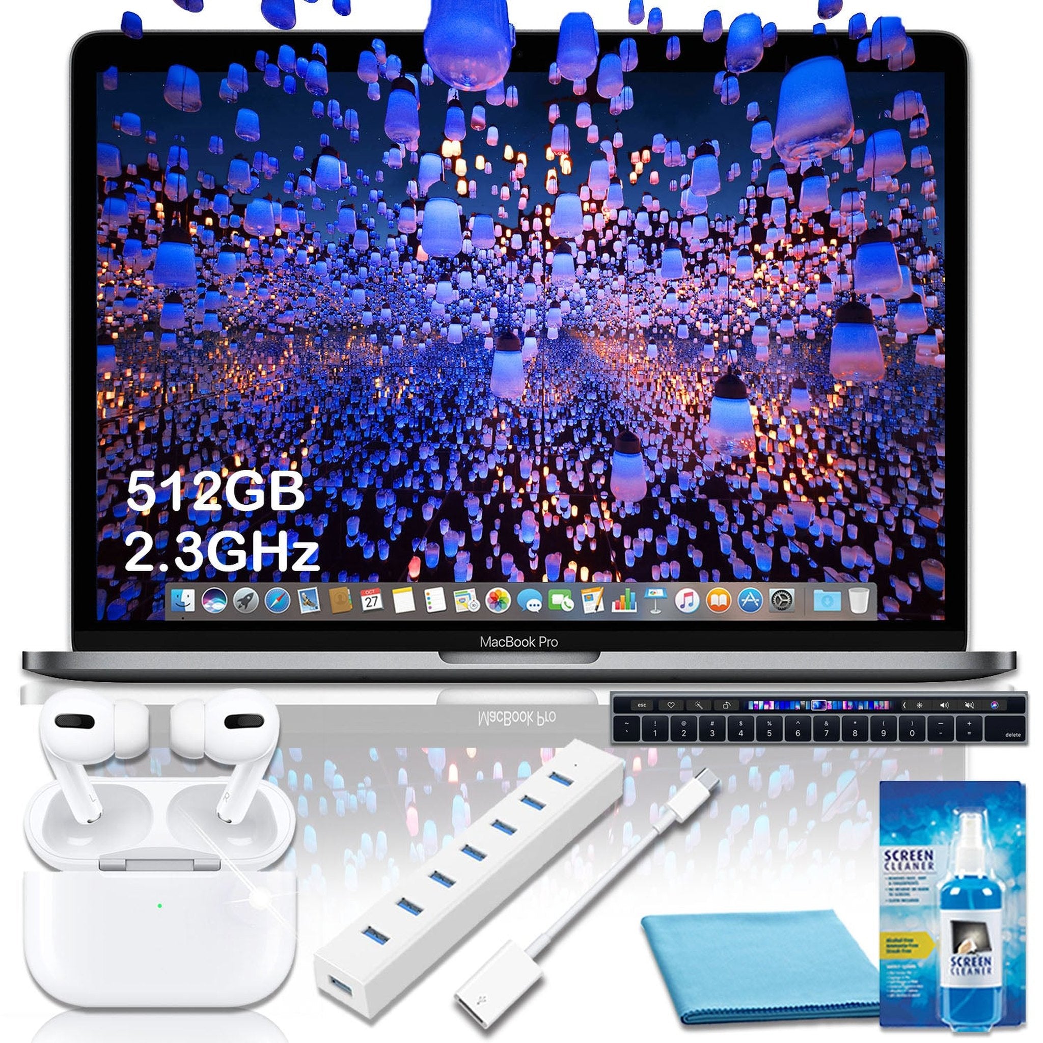 2018 Apple 13.3 MacBook Pro with Touch Bar 512GB Space Gray with Airpods Pro Bundle