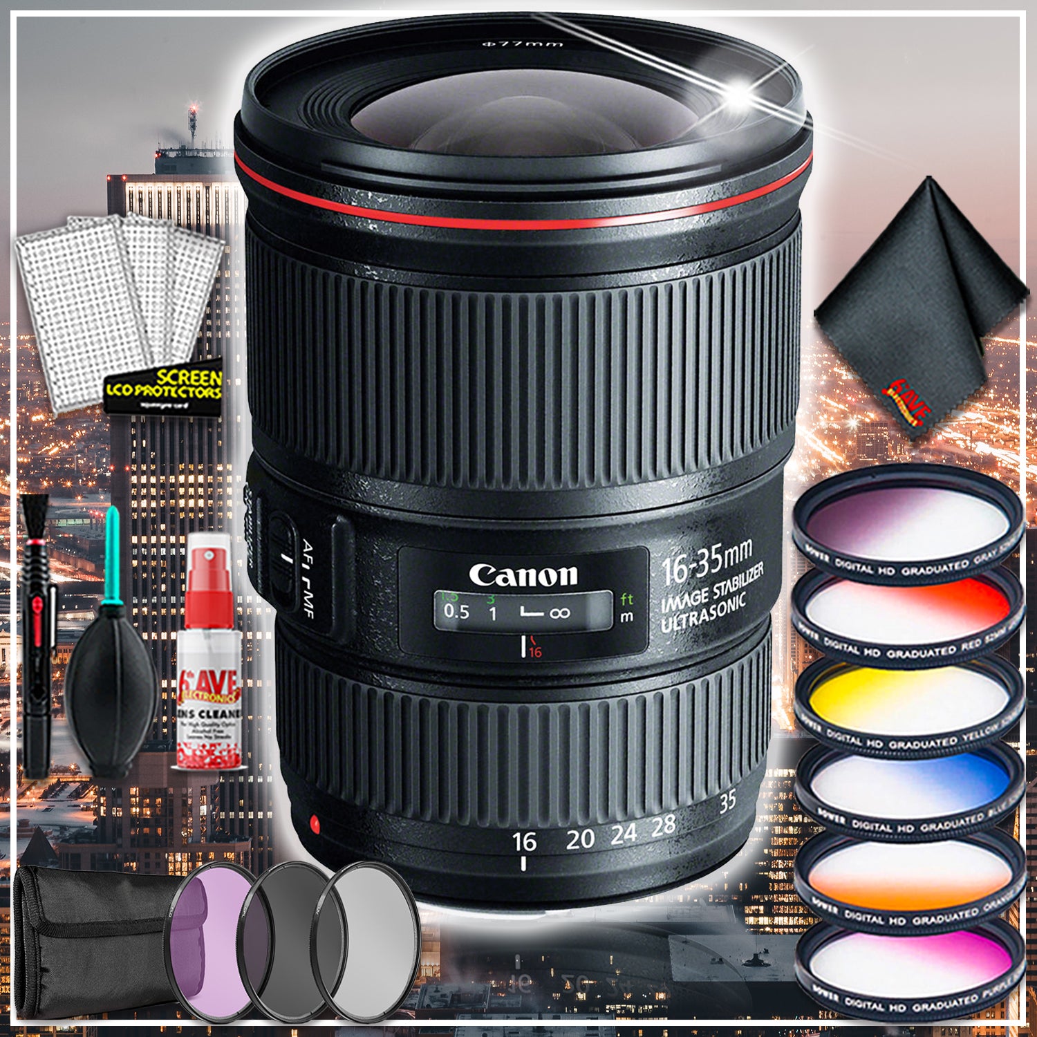 Canon EF 16-35 4.0 f/4 L IS USM (Intl Model) With Premium Lens Filters