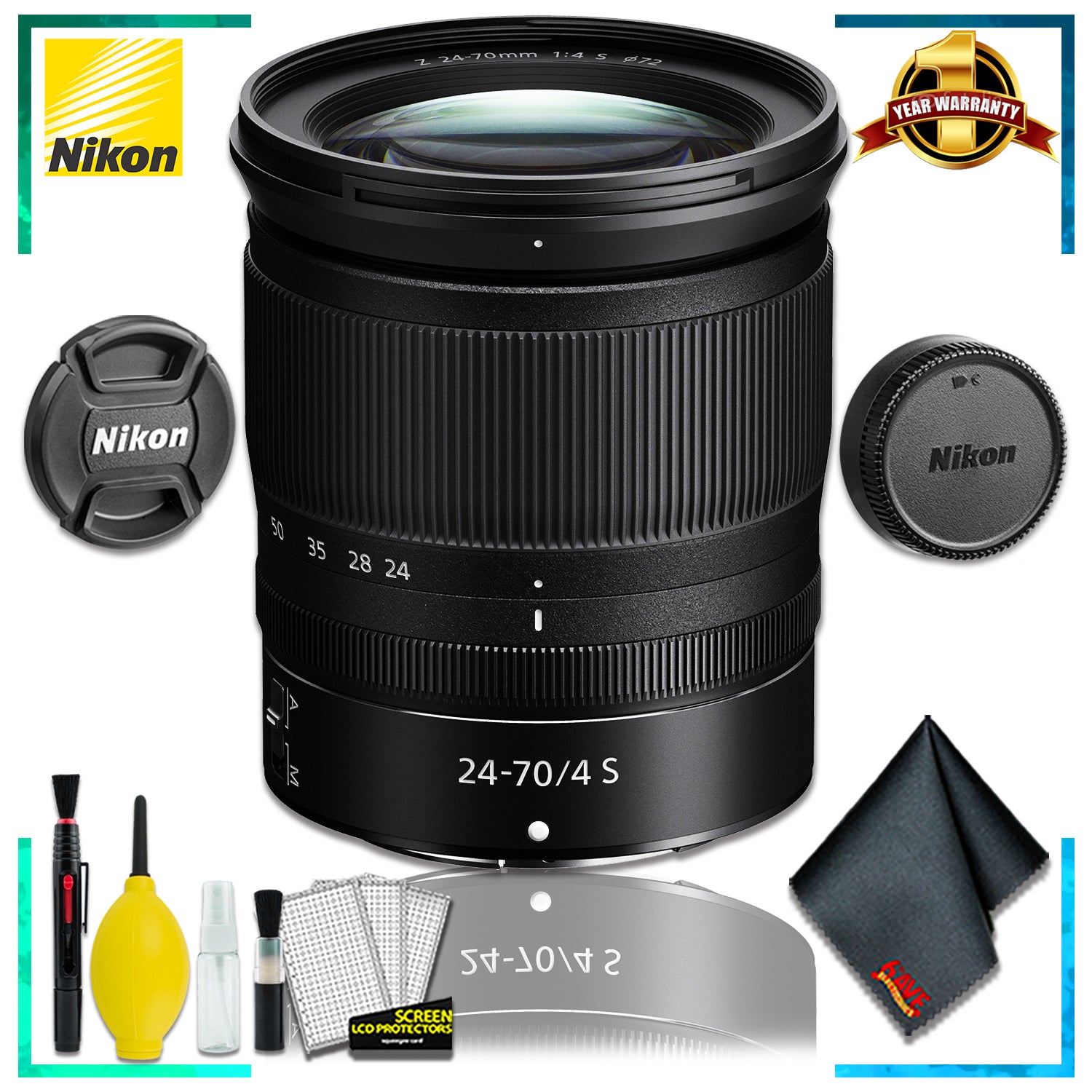 Nikon NIKKOR Z 24-70mm f.4 S Lens (Intl Model) + Cleaning Kit