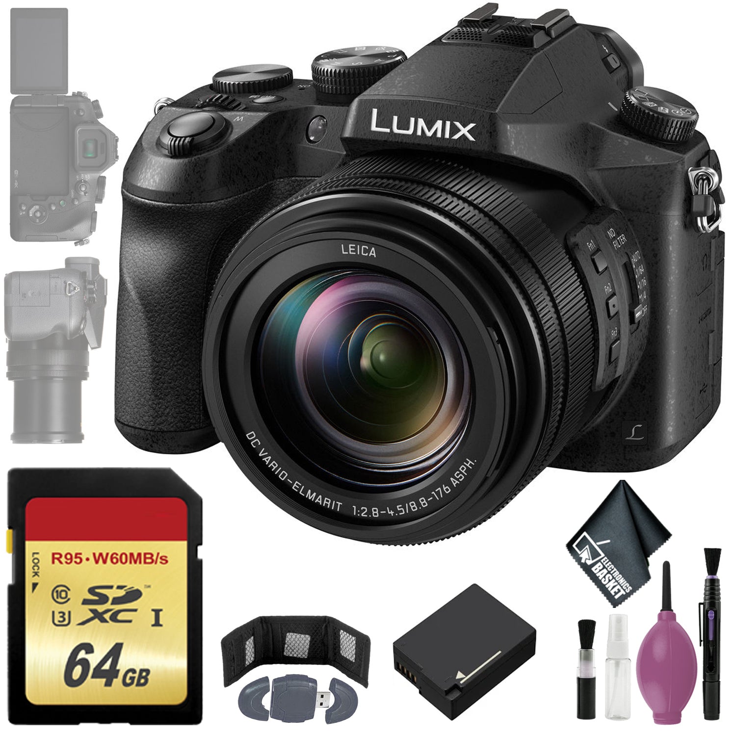Panasonic Lumix DMC-FZ2500 Digital Camera - 64GB - Memory Card Wallet - Reader - Battery