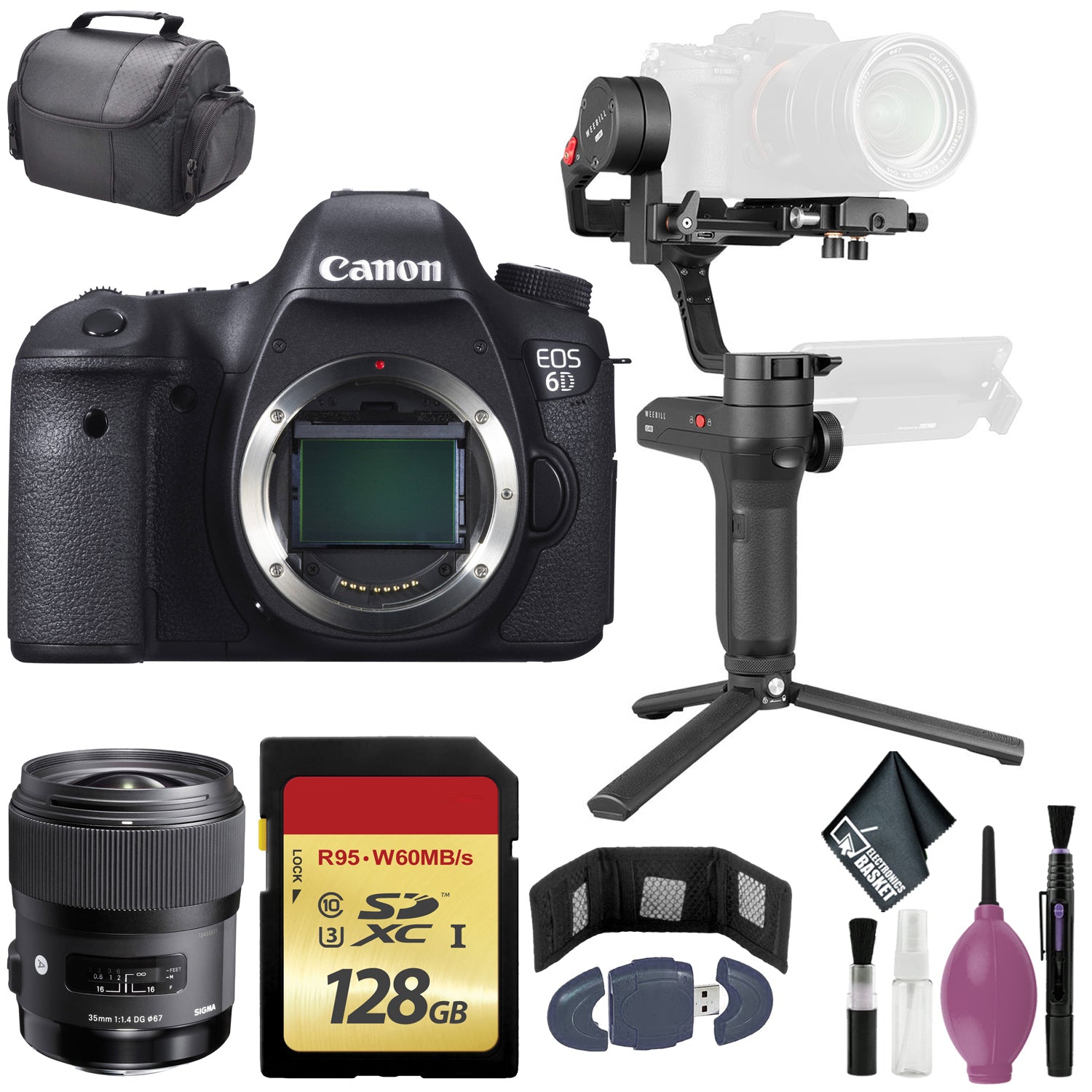Zhiyun-Tech WEEBILL LAB Handheld Stabilizer - CANON EOS 6D PRO DIG CAMERA BODY - 128GB -Case -Canon EF 35mm f/1.4L II USM Lens