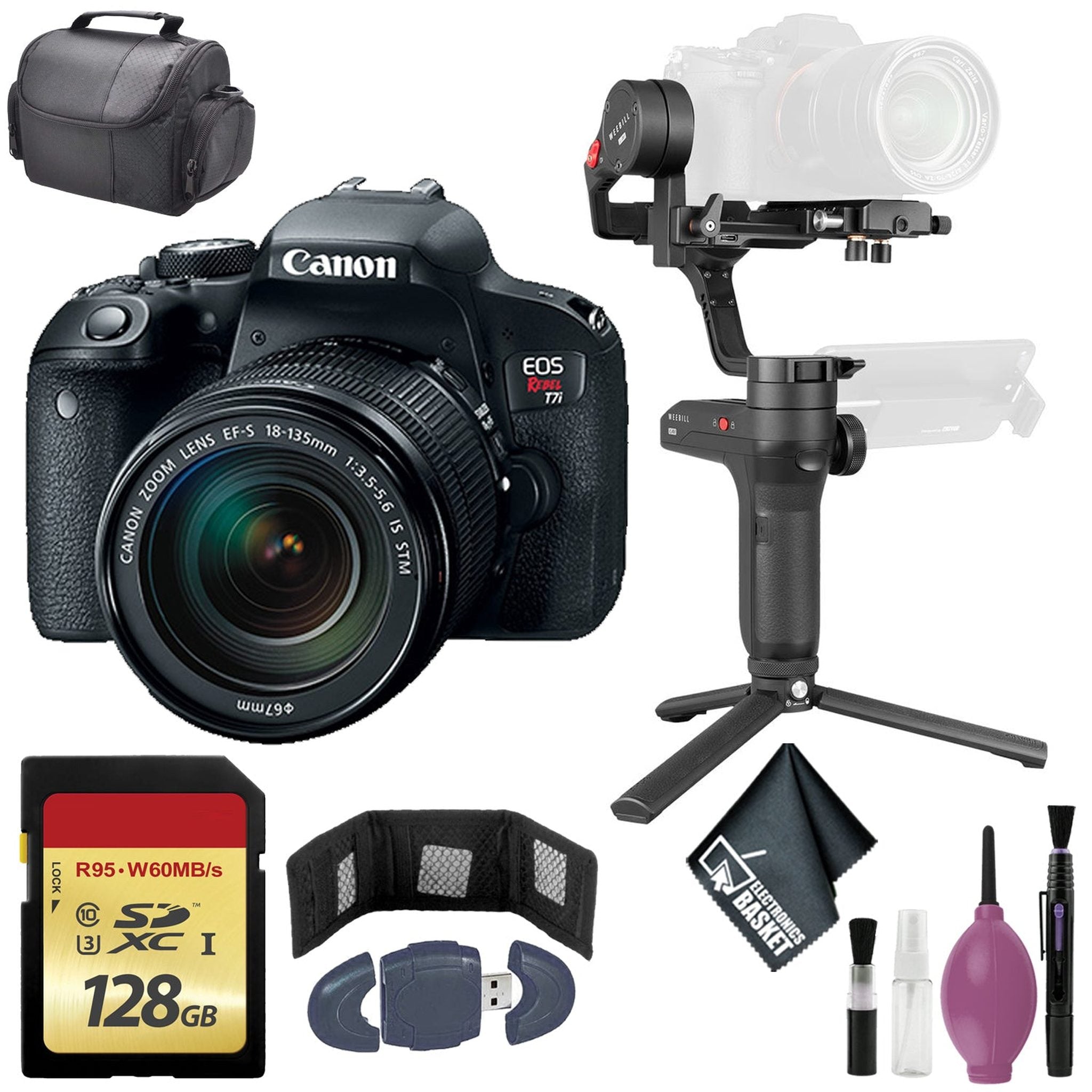 Zhiyun-Tech WEEBILL LAB Handheld Stabilizer - Canon 800D / T7i EOS DSLR Camera + 18-135mm STM Lens - 128GB Case
