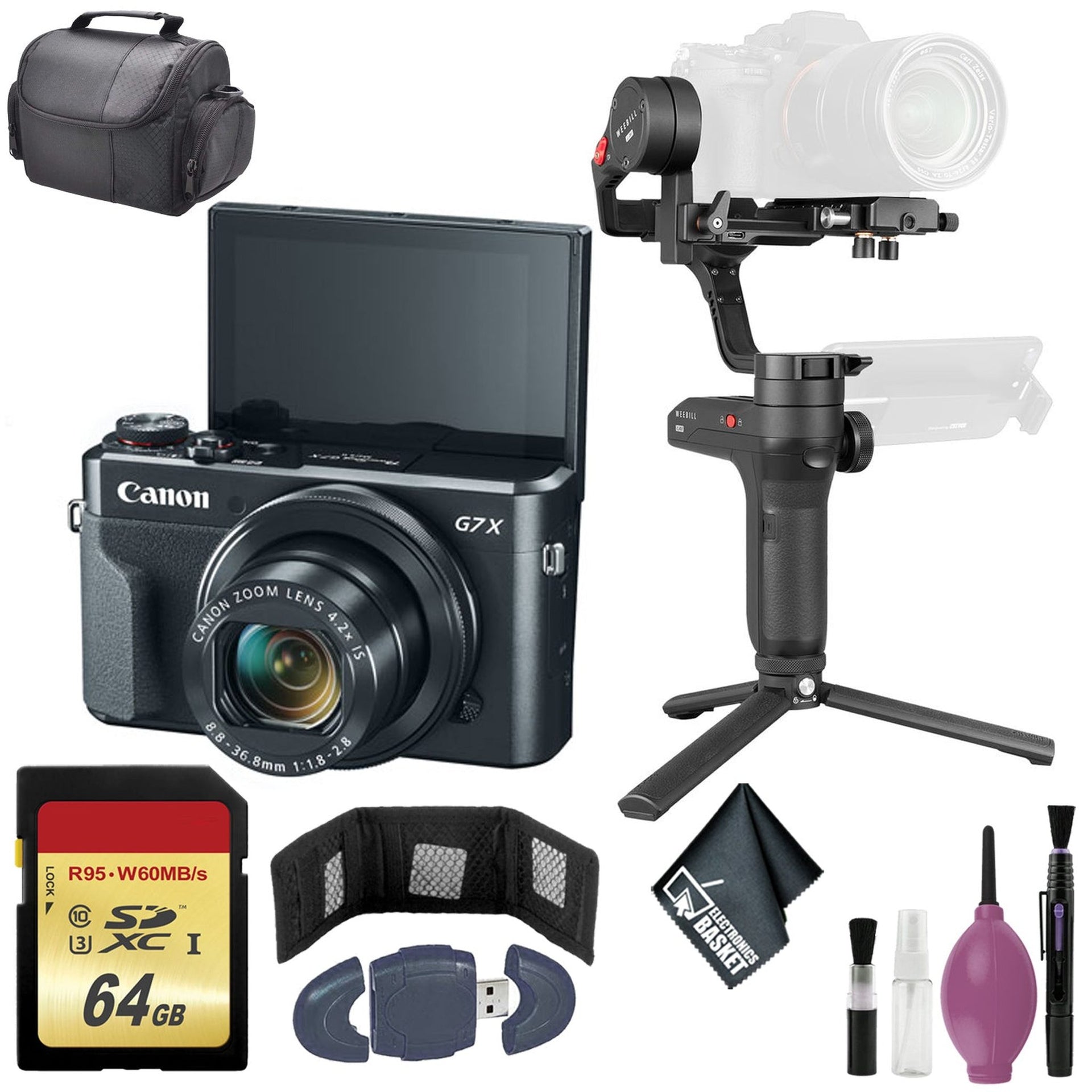 Zhiyun-Tech WEEBILL LAB Handheld Stabilizer - CANON POWERSHOT G7X MARK II DIGITAL CAMERA - 64GB Case