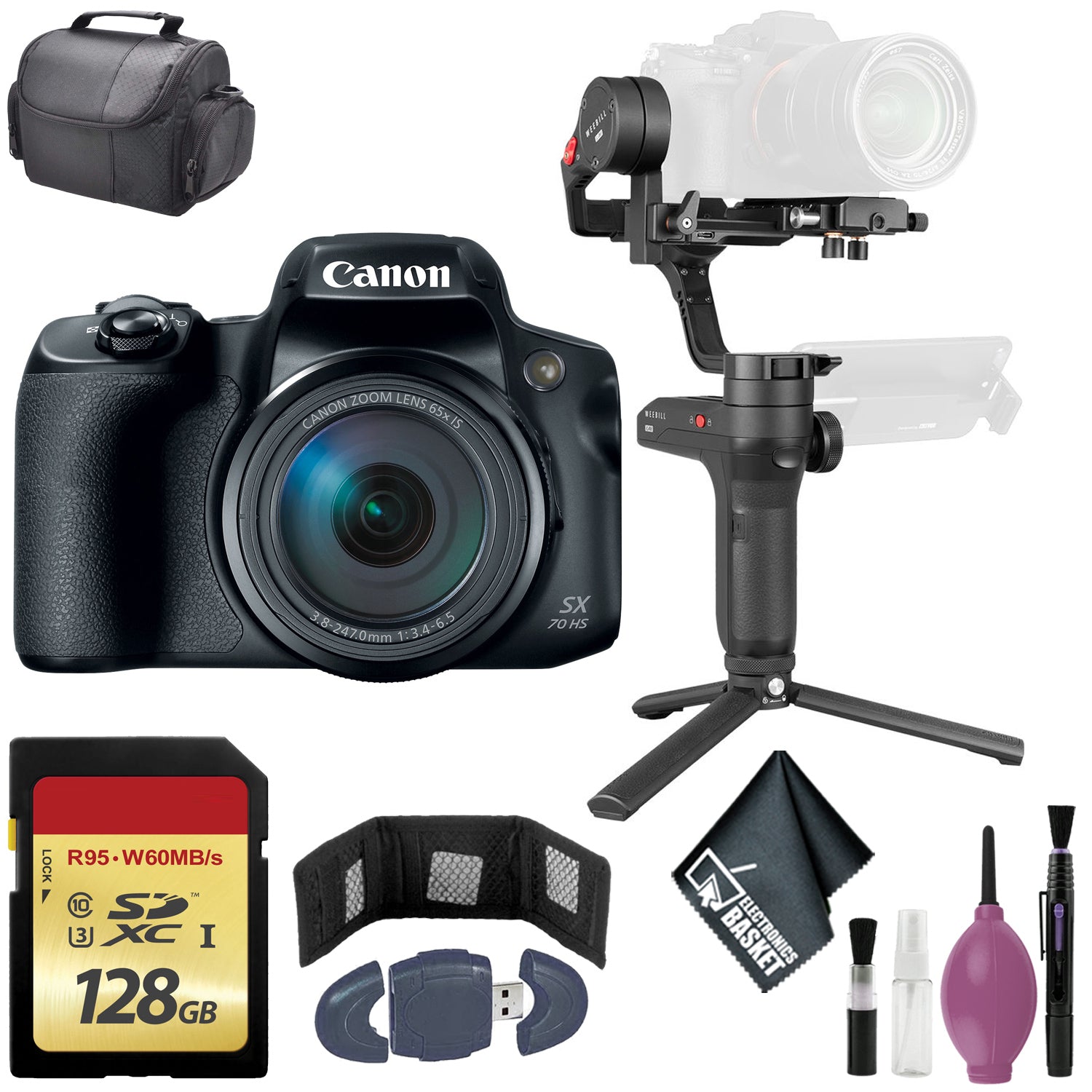 Zhiyun-Tech WEEBILL LAB Handheld Stabilizer - Canon PowerShot SX70 HS Digital Camera - 128GB Case