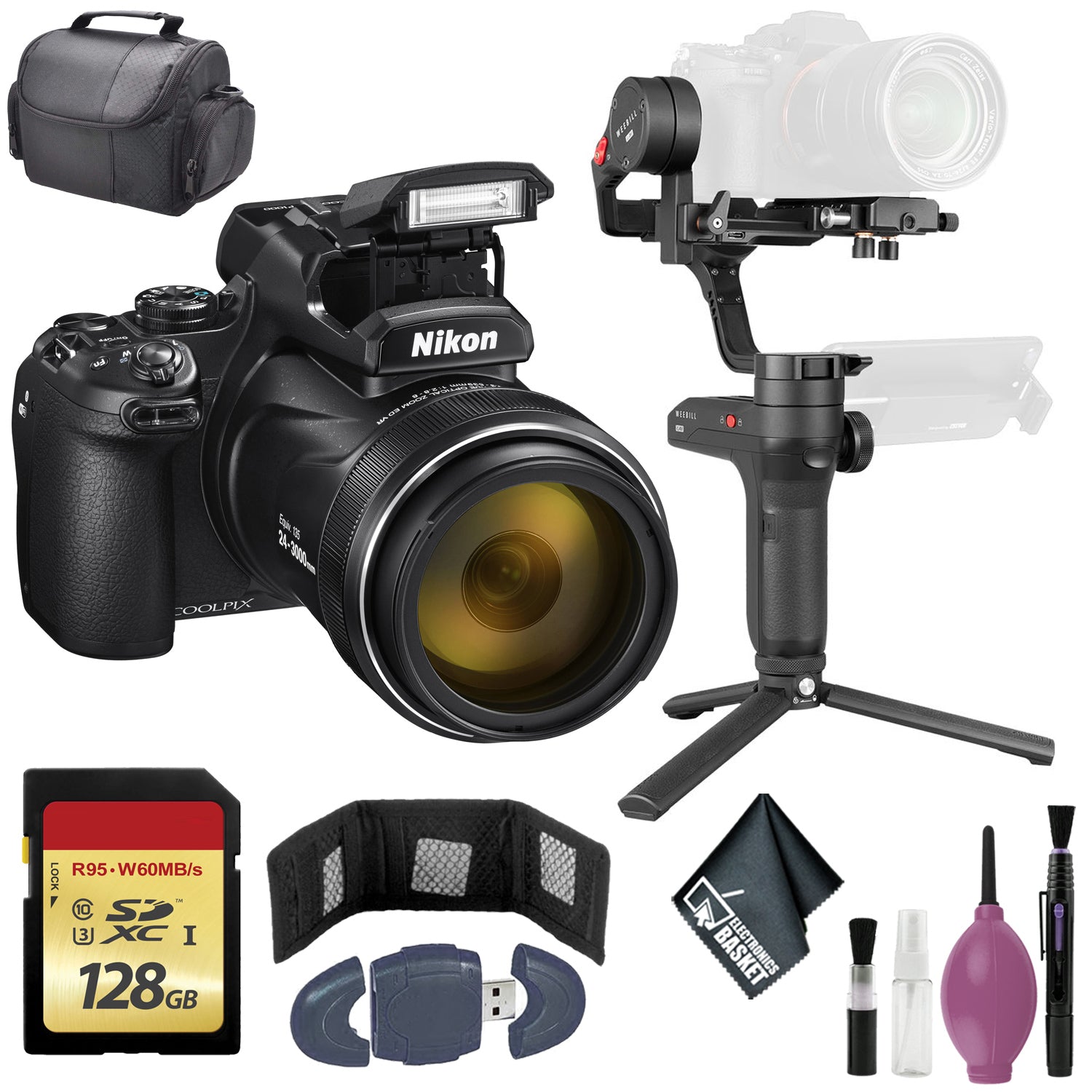 Zhiyun-Tech WEEBILL LAB Handheld Stabilizer - Nikon COOLPIX P1000 Digital Camera - 128GB Case