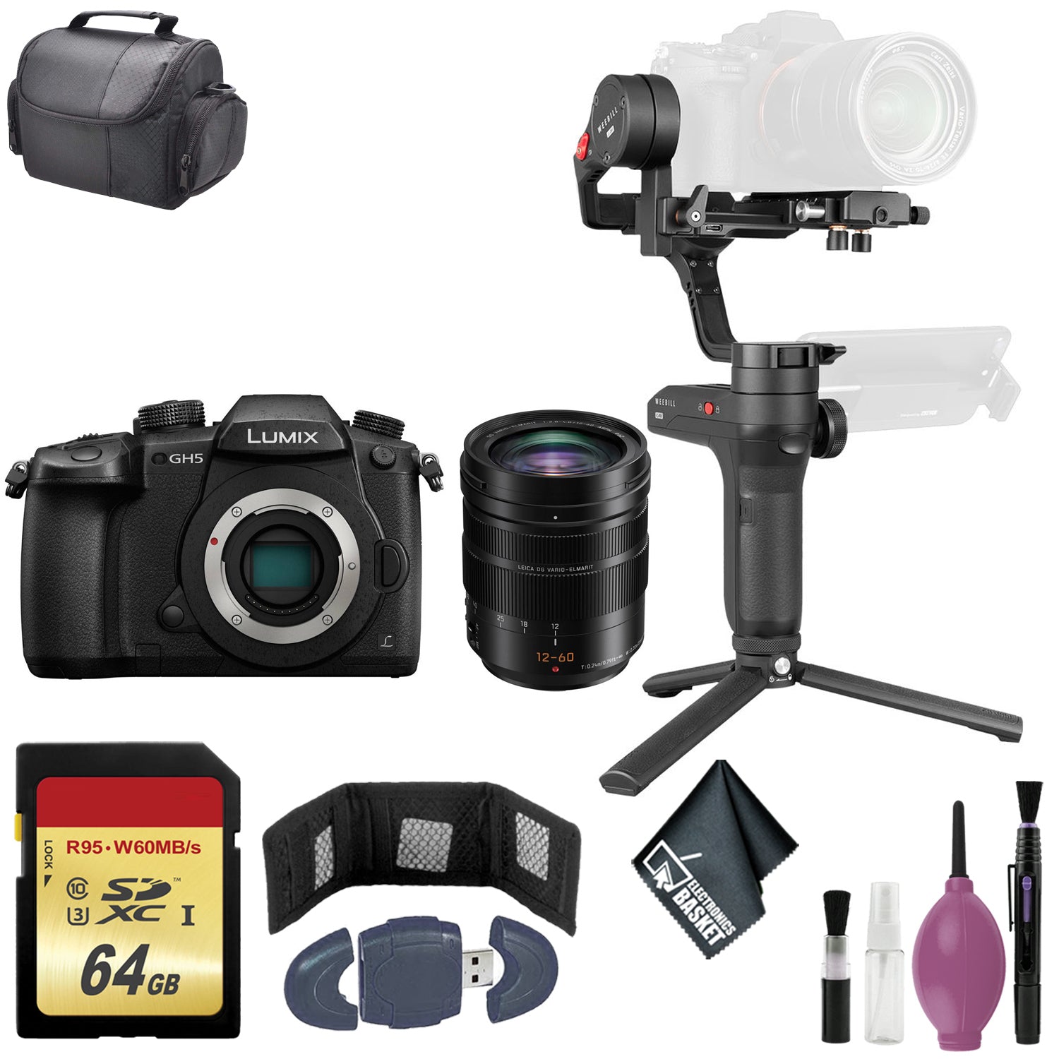 Zhiyun-Tech WEEBILL LAB Handheld Stabilizer - Panasonic Lumix DC-GH5 with 12-60mm f/2.8-4 ASPH POWER O.I.S - 64GB Case