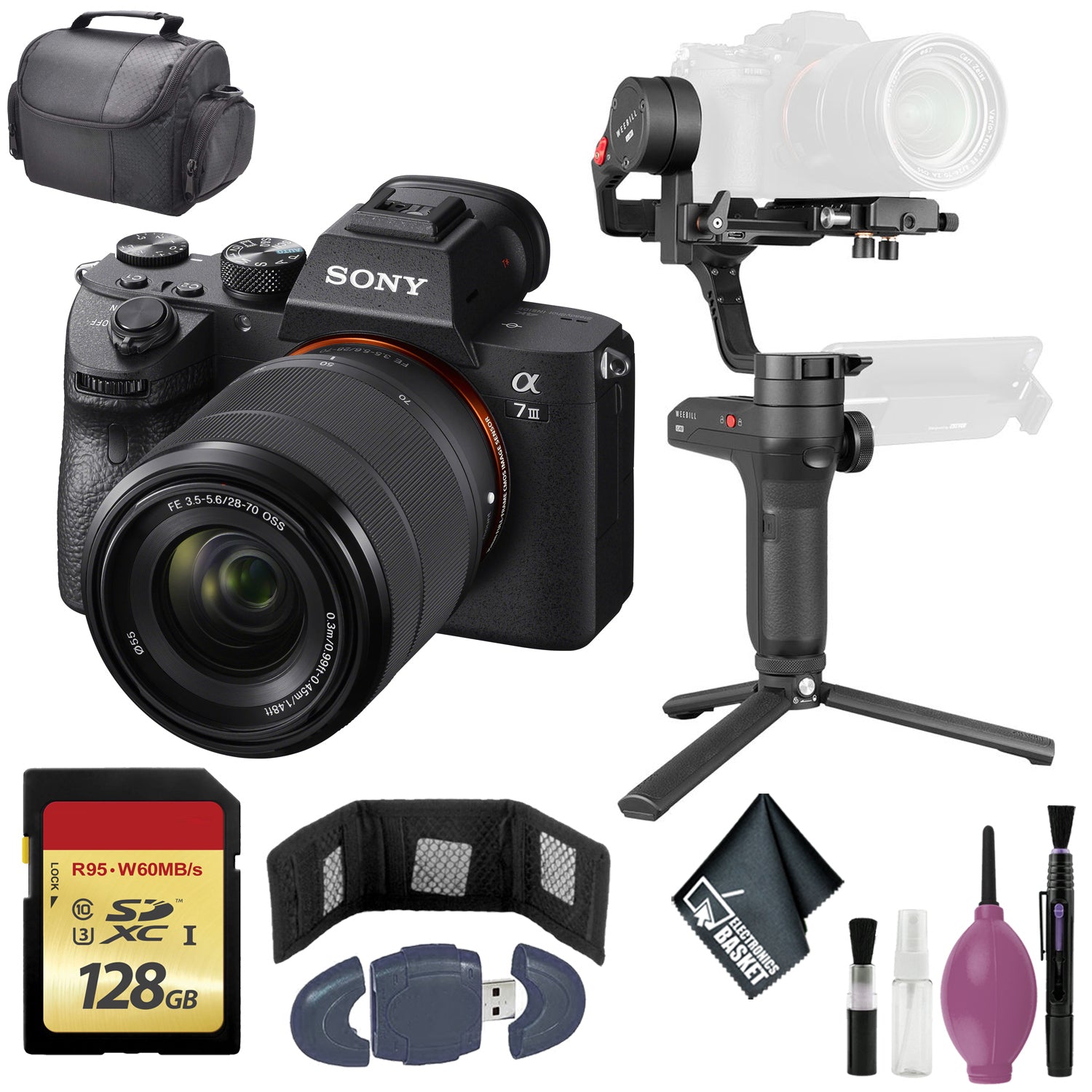 Zhiyun-Tech WEEBILL LAB Handheld Stabilizer - Sony??Alpha a7 III Mirrorless Digital Camera with 28-70mm Lens - 128GB Case