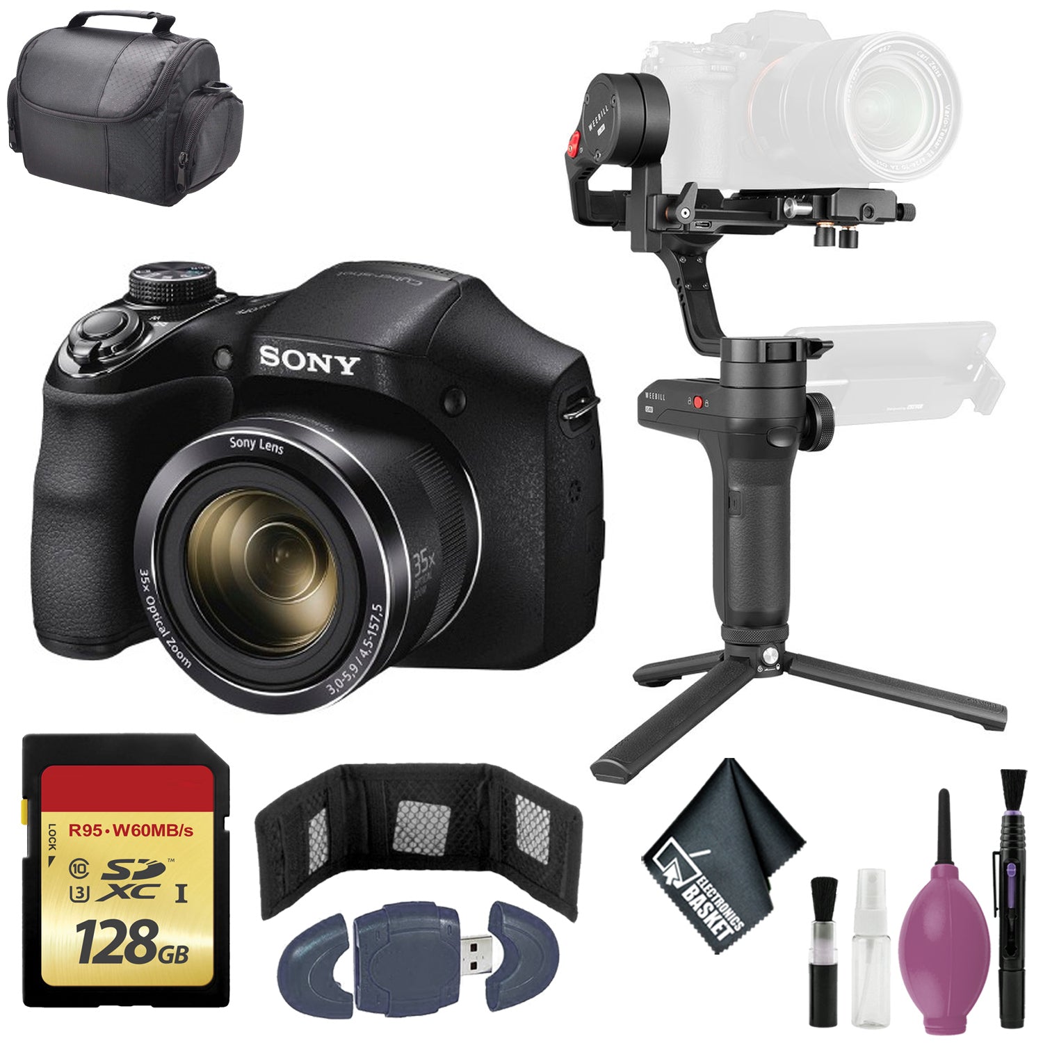 Zhiyun-Tech WEEBILL LAB Handheld Stabilizer - Sony Cyber-shot DSC-H300 Digital Camera (Black) - 128GB Case