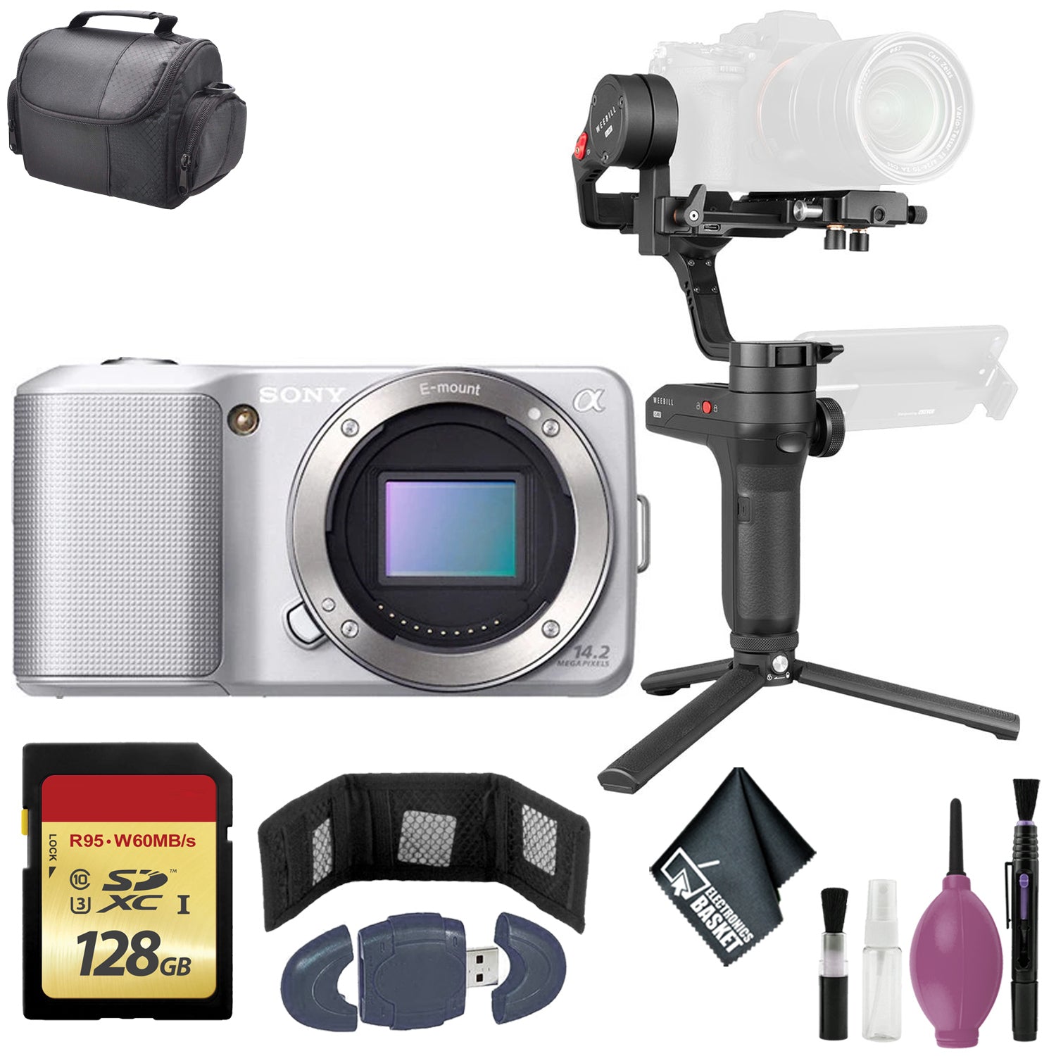 Zhiyun-Tech WEEBILL LAB Handheld Stabilizer - SONY DSLR-NEX3 SILVER BODY ONLY - 128GB Case