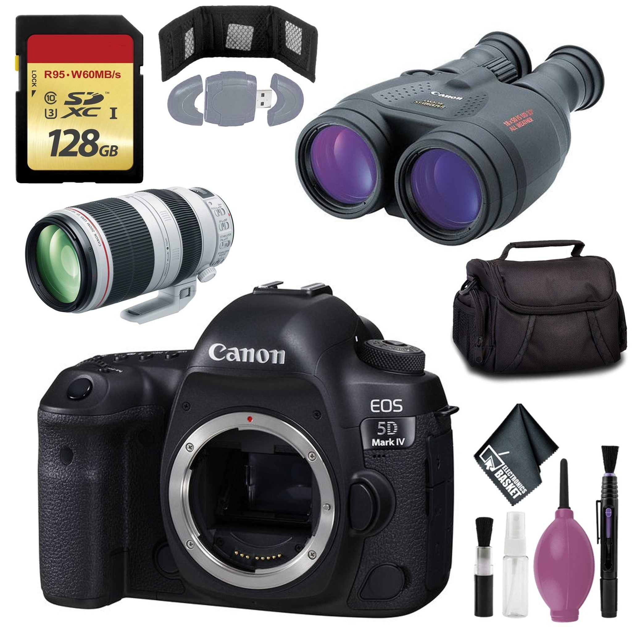 Canon 18x50 IS Image Stabilized Binocular - Canon EOS 5D Mark IV DSLR Camera - EF 100-400MM F/4.5-5.6L IS II USM LENS