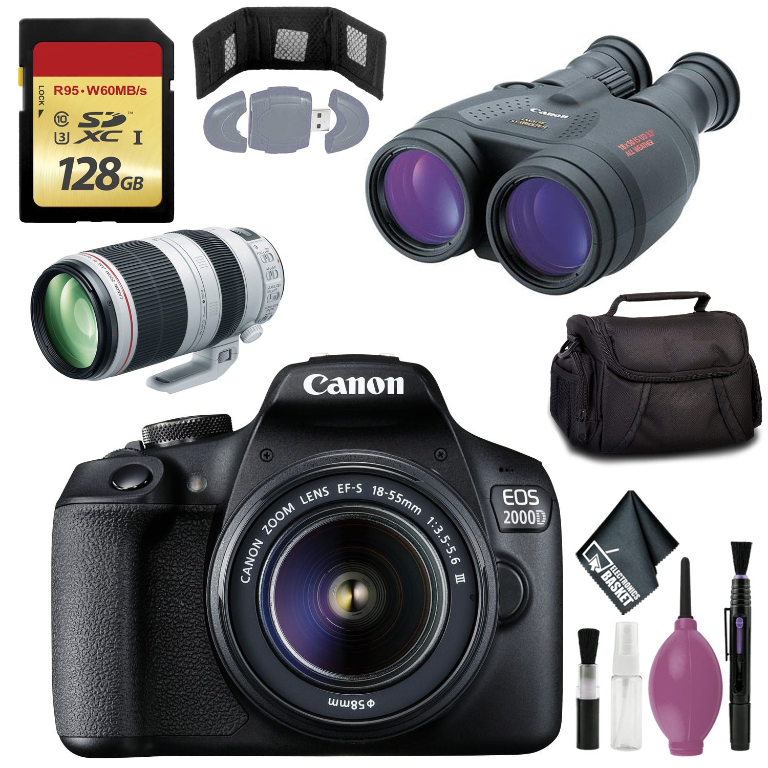 Canon 18x50 IS Image Stabilized Binocular - EOS 2000D Black + EF-S 18-55mm f/3.5-5.6 III Lens