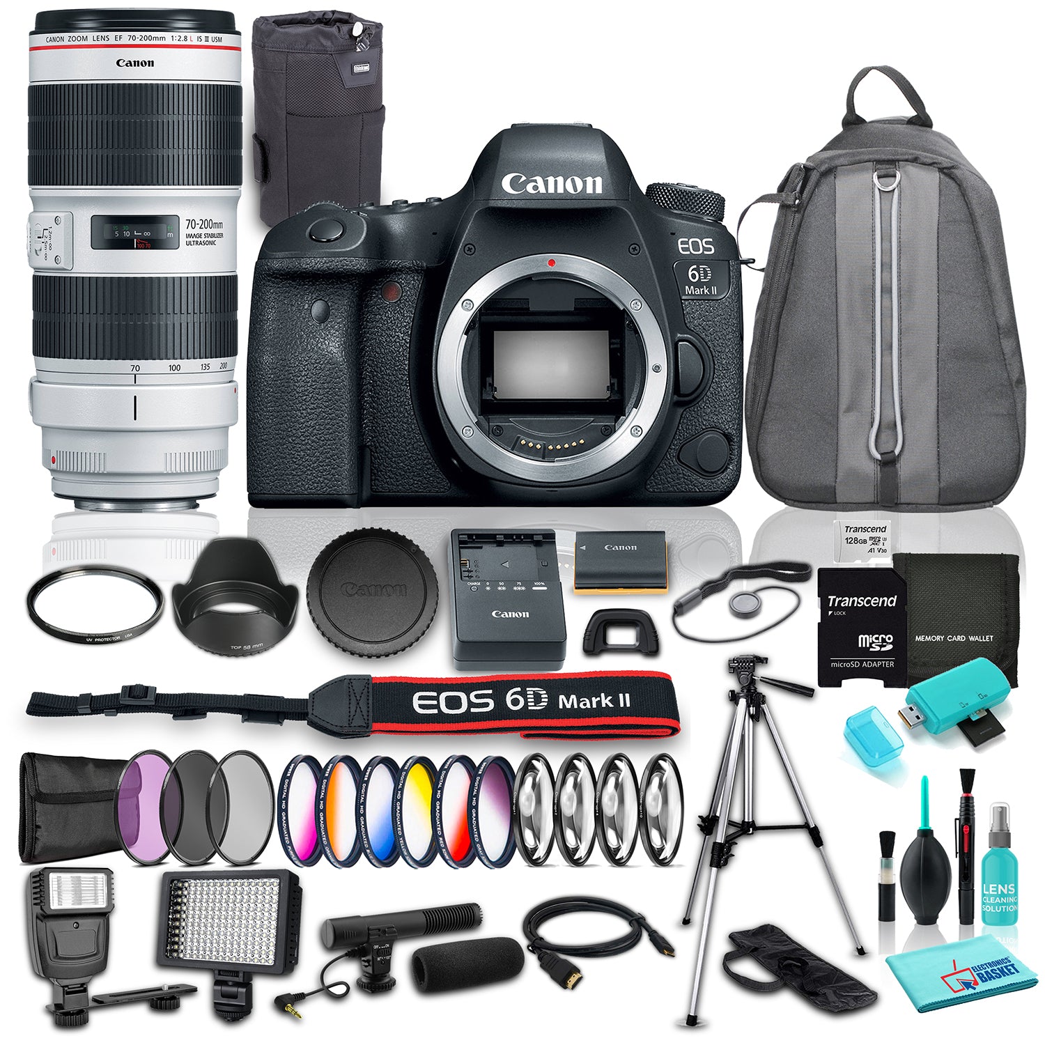 Canon EOS 6D Mark II DSLR Camera (Body Only) w/ Canon EF 70-200mm f/2.8L IS III USM Lens Bundle w/ 17 Piece Accessories