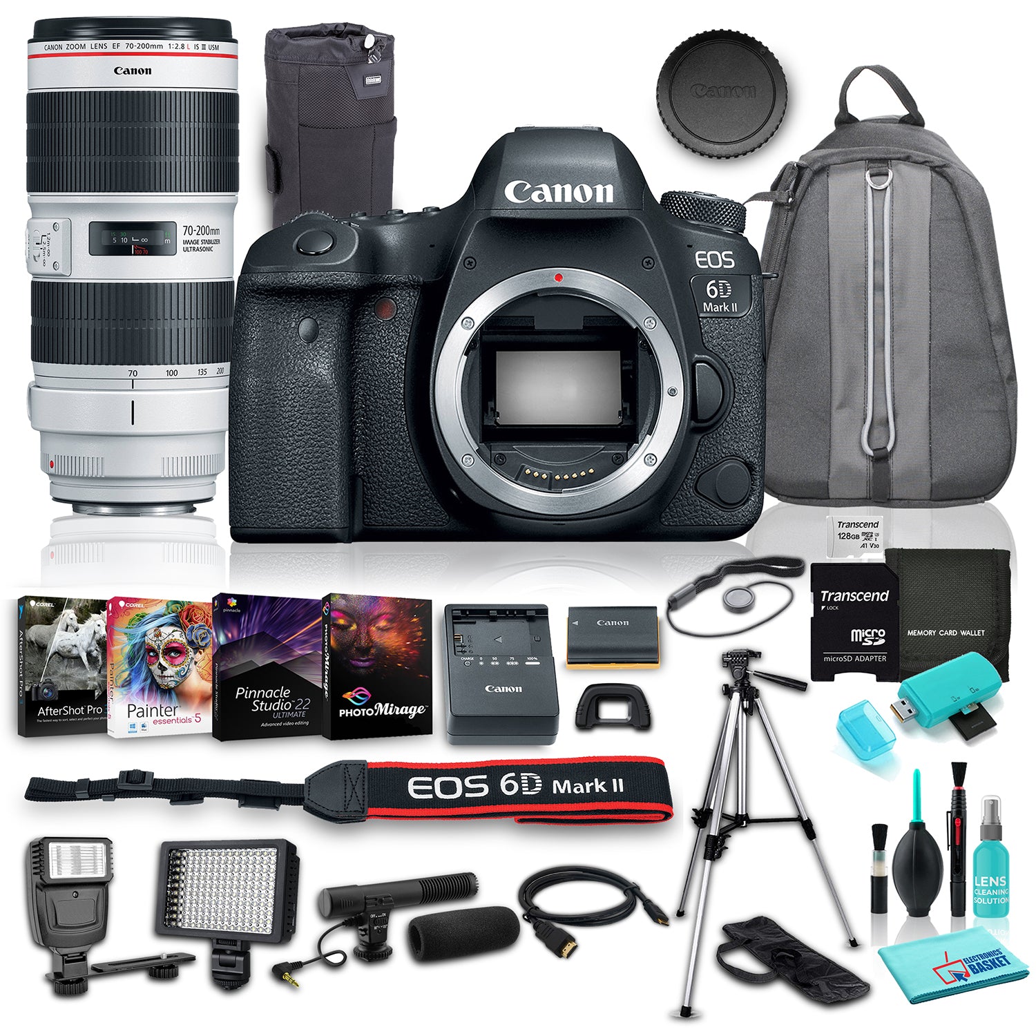 Canon EOS 6D Mark II DSLR Camera (Body Only) w/ Canon EF 70-200mm f/2.8L IS III USM Lens Bundle w/ 14 Piece Accessories