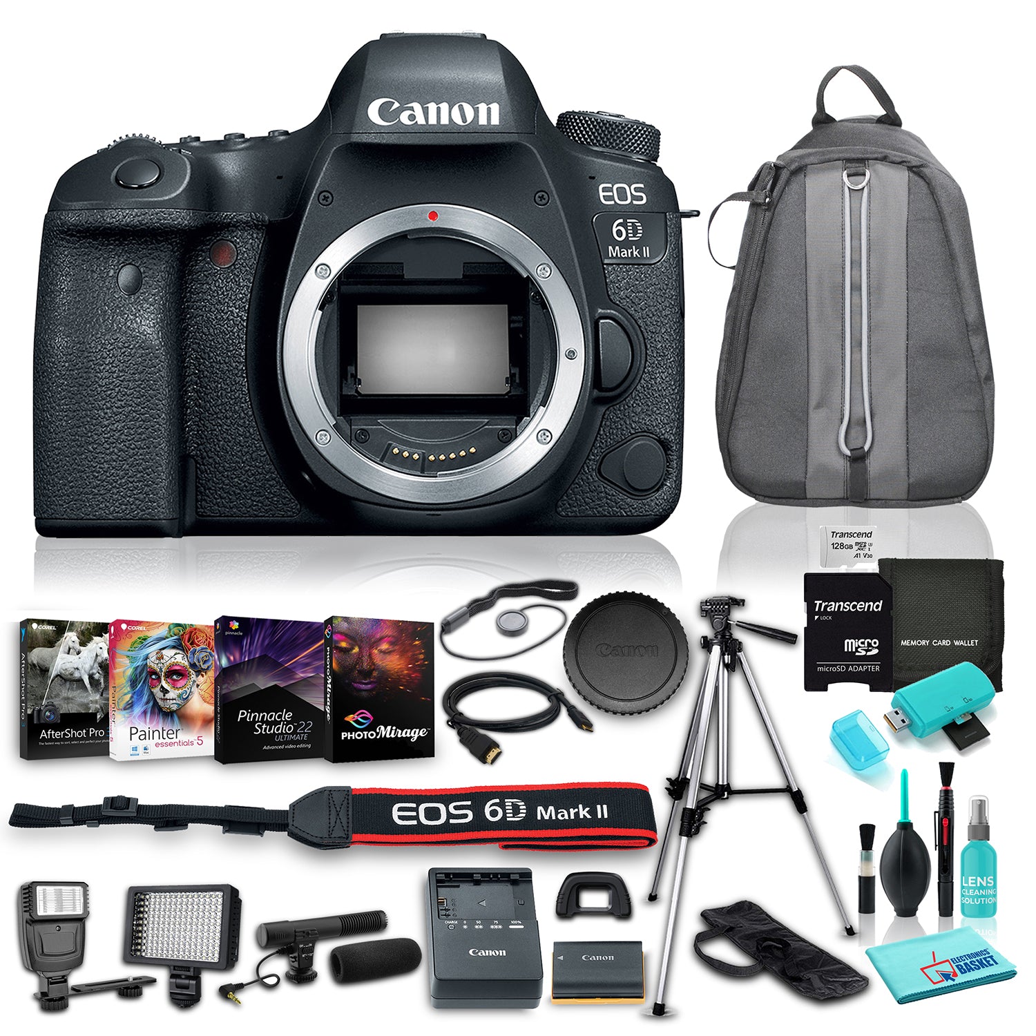 Canon EOS 6D Mark II DSLR Camera (Body Only), 45-Point All-Cross Type AF System, DIGIC 7 Image Processor w/ 13 Piece Accessories