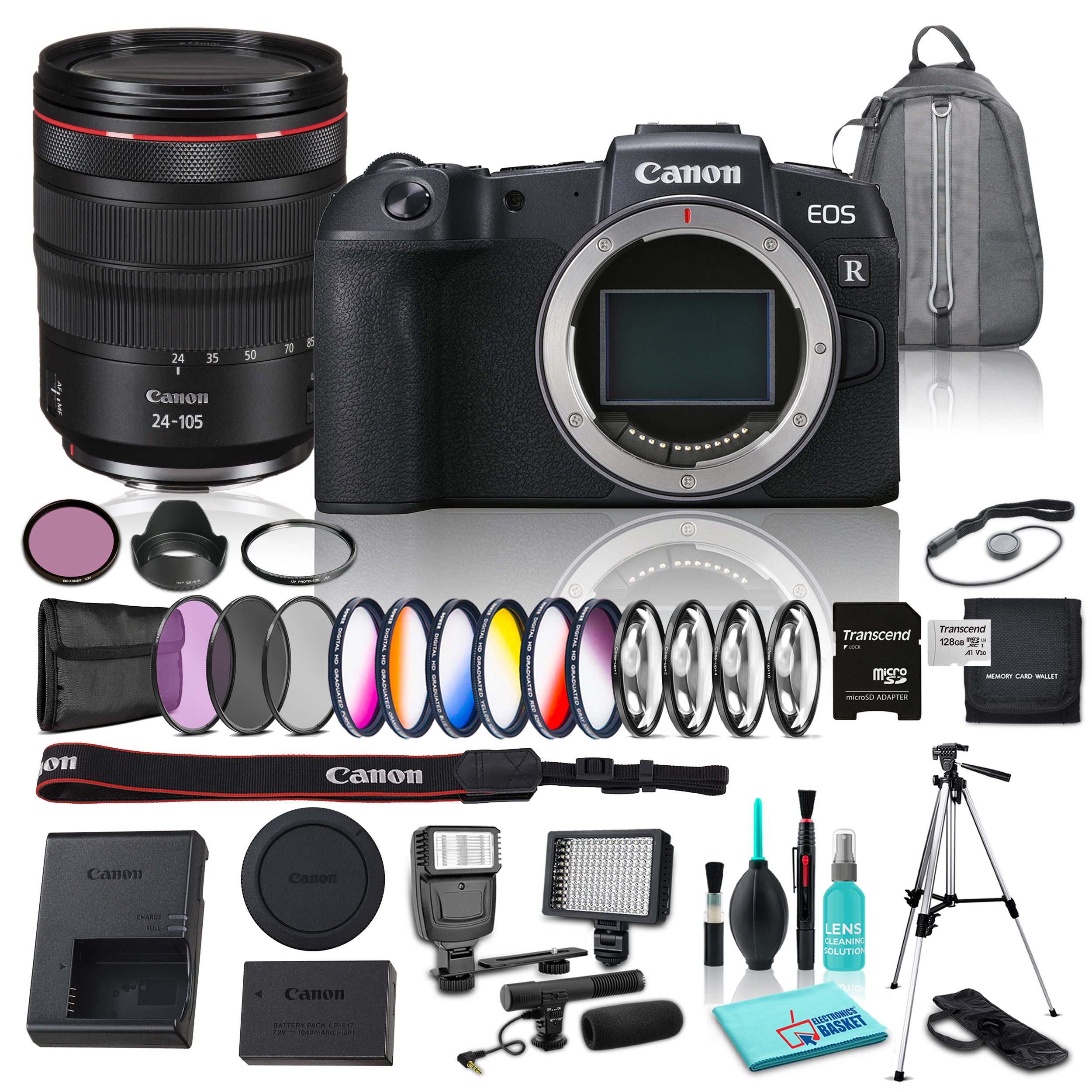 Canon EOS RP 26.2MP Full-Frame 4K Ultra HD Mirrorless Digital Camera w/ 24-105mm Lens w/ 14 Piece Accessories Combo Bundle