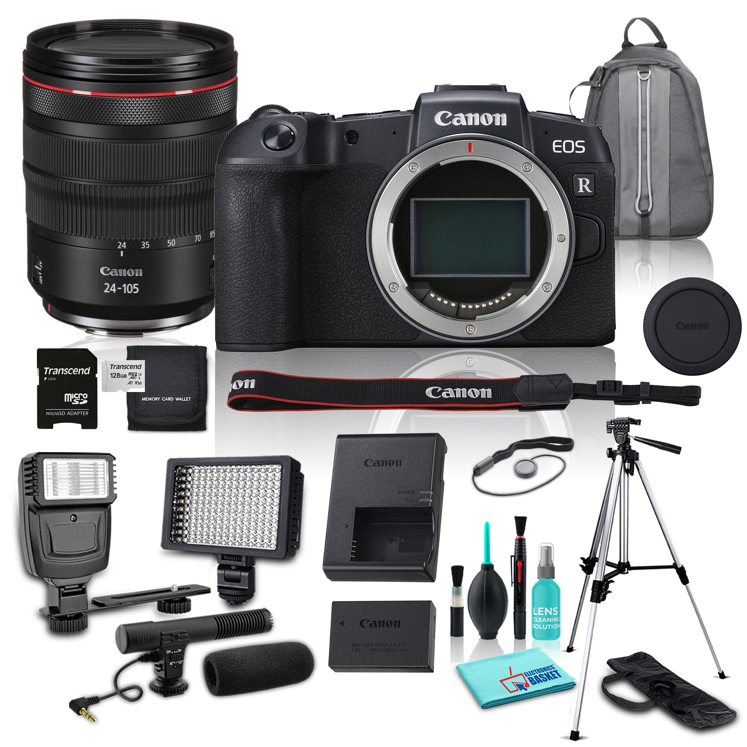 Canon 26.2MP Full Frame EOS RP Mirrorless Digital Camera w/ 24-105mm Lens Bundle w/ 11 Piece Accessories
