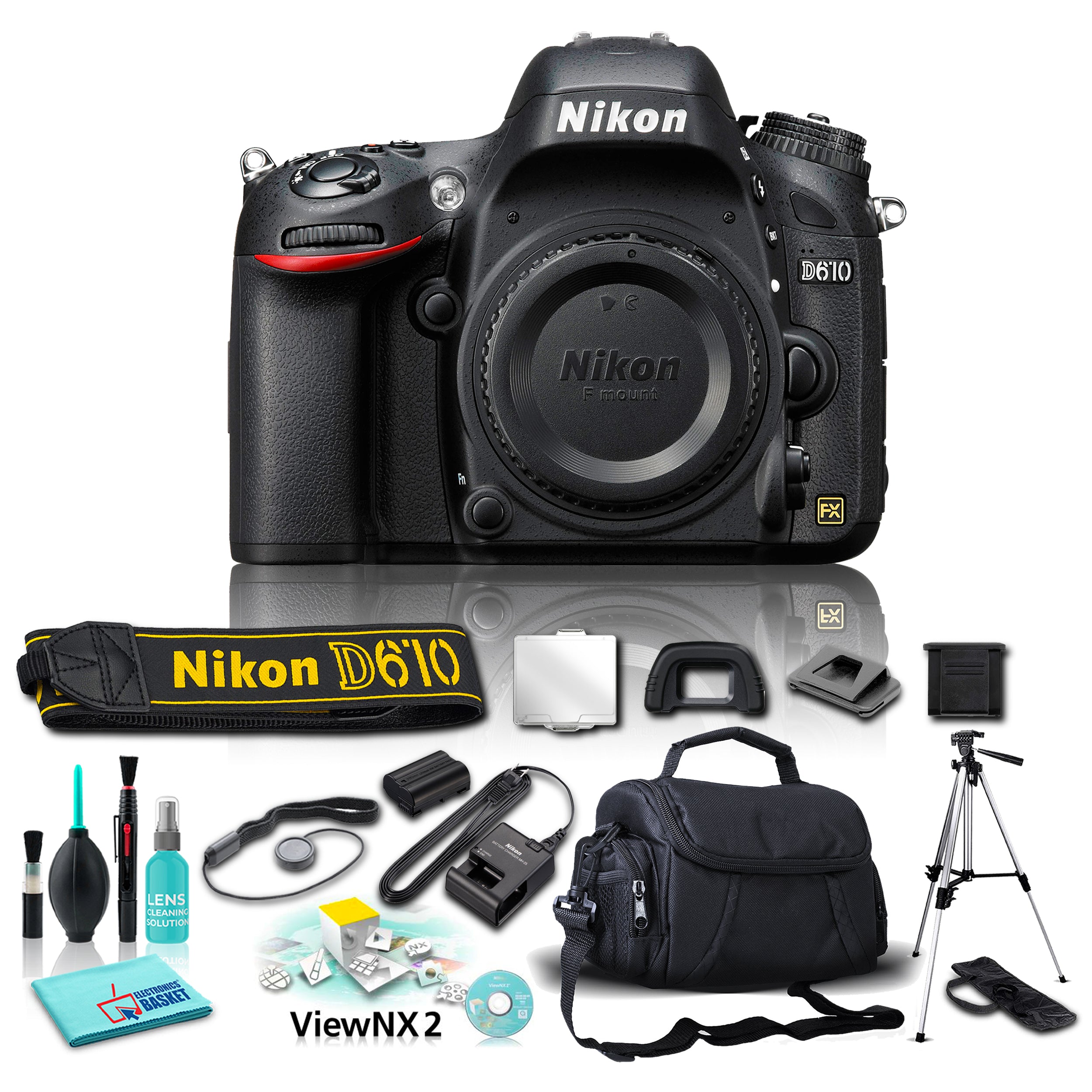 Nikon D610 DSLR Camera (Body Only) Basic Bundle with 5 Piece Accessories