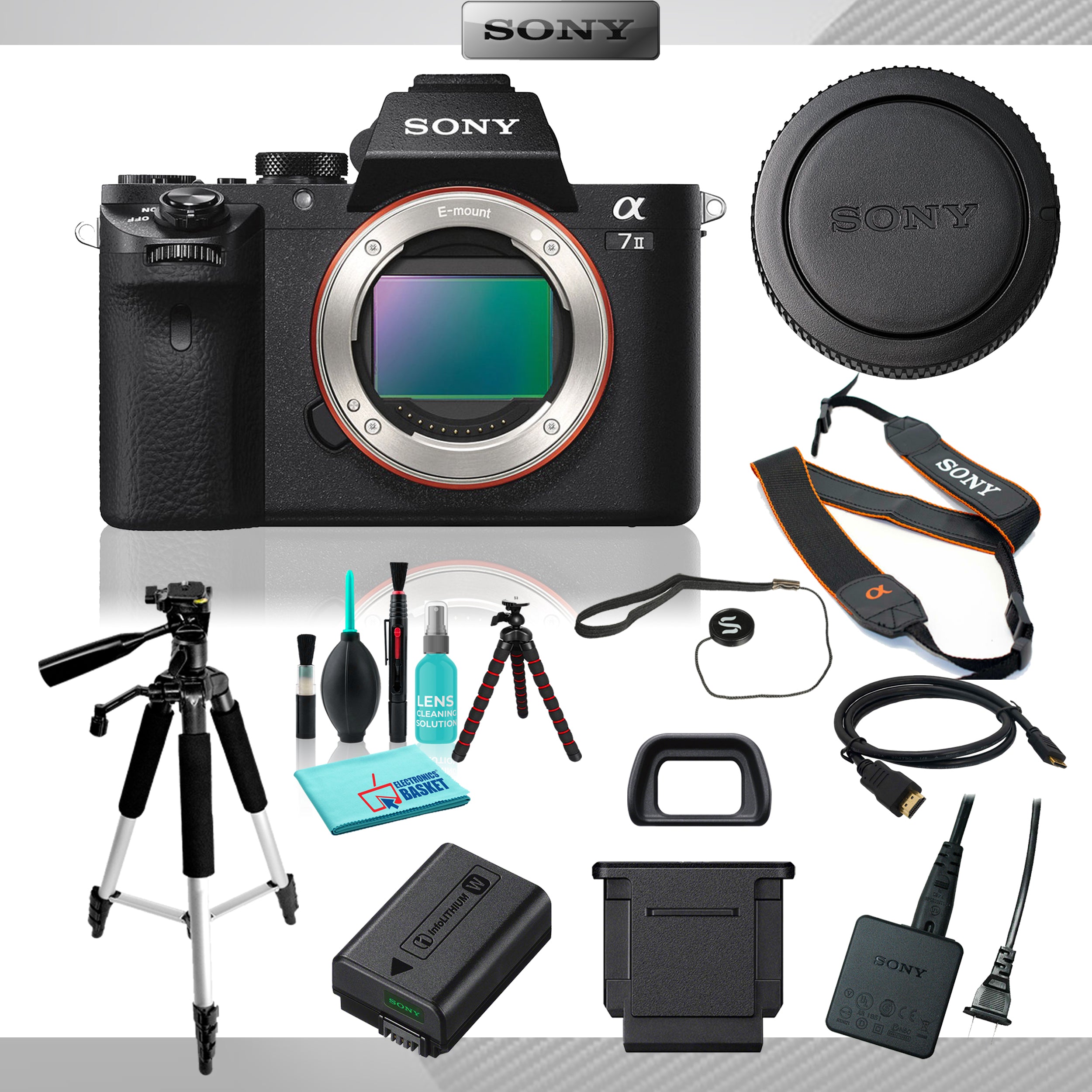 Sony Alpha a7 II Mirrorless Digital Camera (Body Only), 24.3MP Full-Frame Exmor CMOS Sensor w/ 5 Piece Accessories