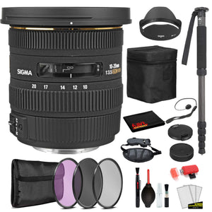 Sigma 10-20mm f/3.5 EX DC HSM Lens for Nikon F with Bundle Includes: Pro Series Monopod, 3PC Filter Kit + More Sigma
