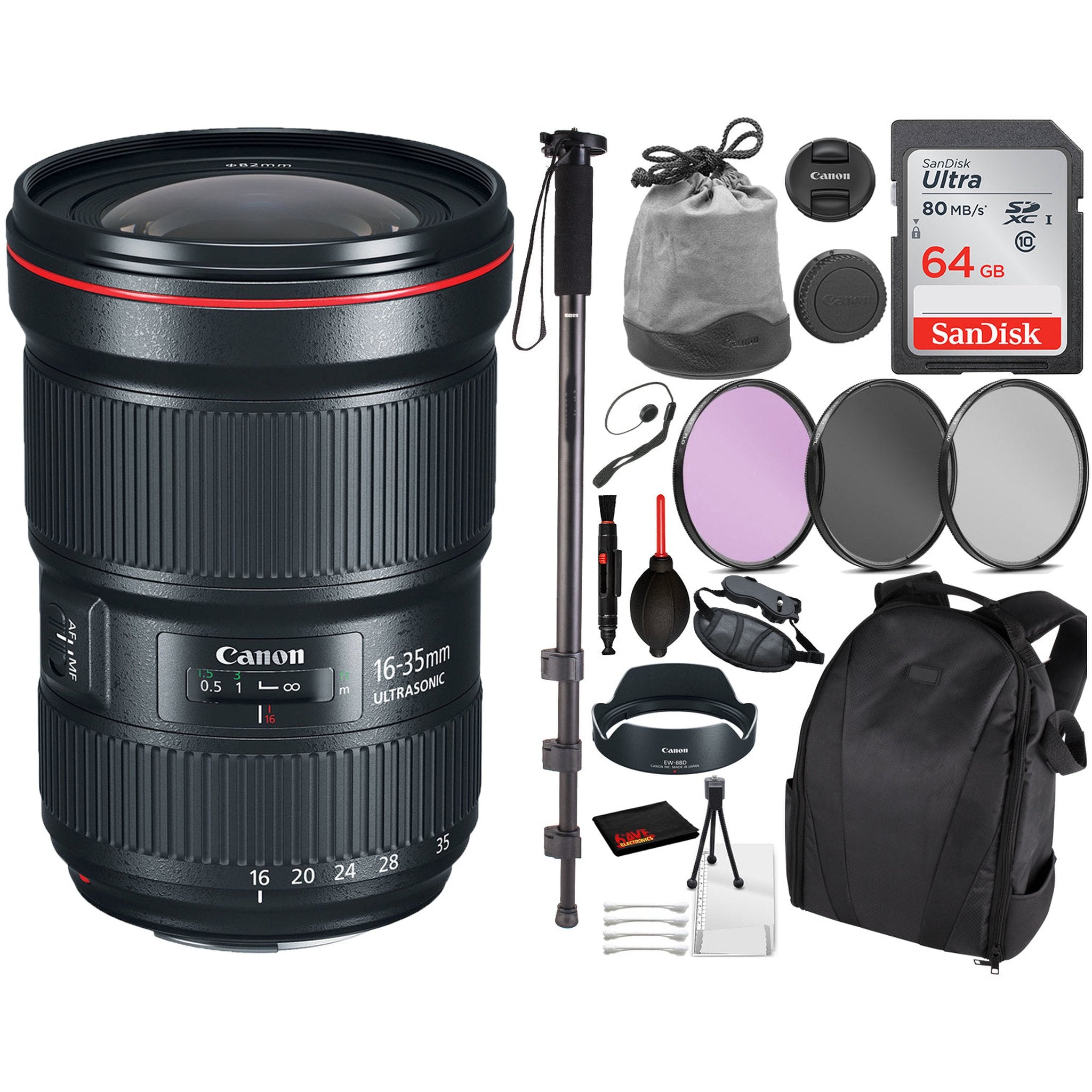 Canon EF 8-15mm f/4L Fisheye USM Lens 4427B002 Essential Bundle Kit for Canon EOS - International Model No Warranty