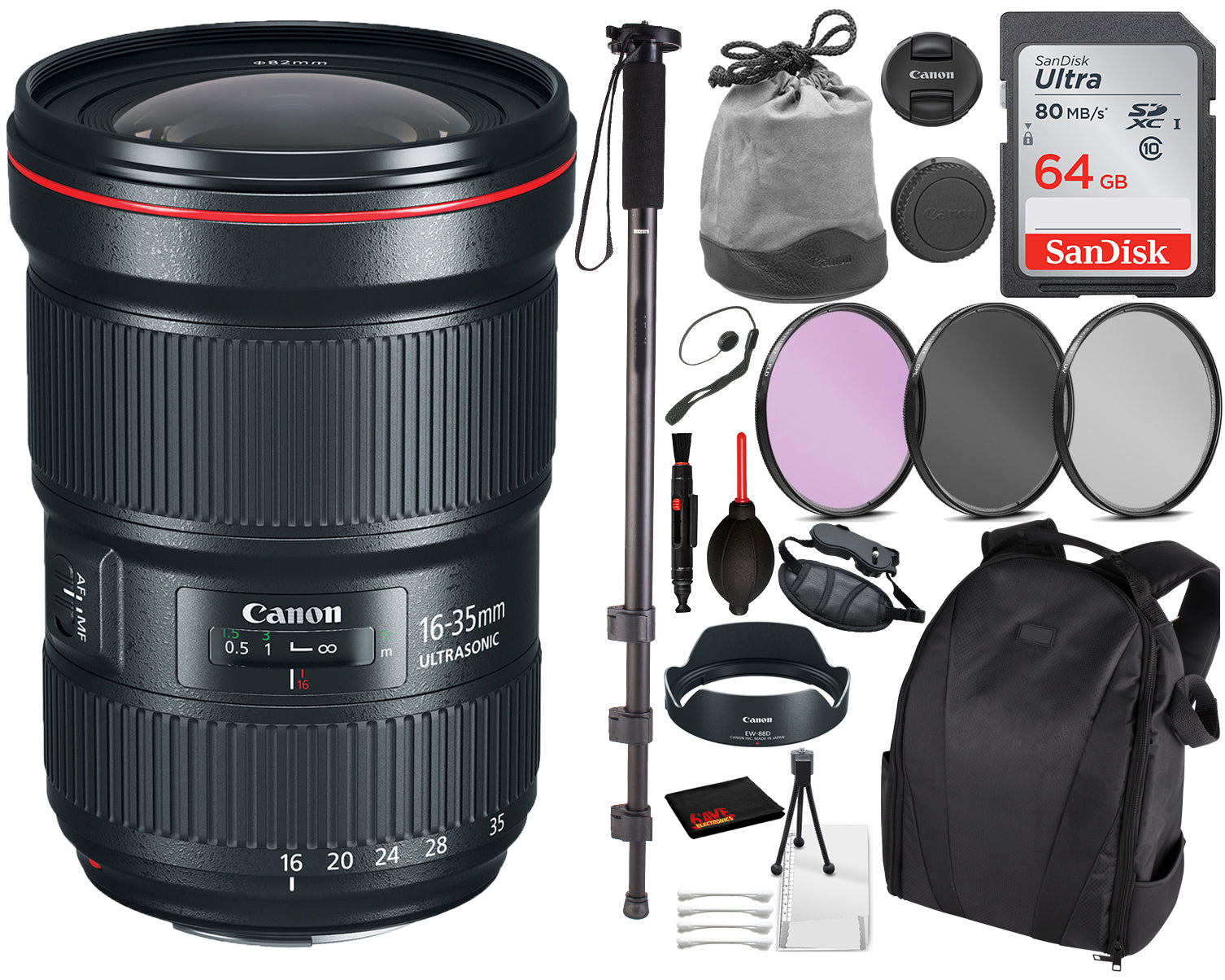 Canon EF 8-15mm f/4L Fisheye USM Lens 4427B002 Essential Bundle Kit for Canon EOS - International Model No Warranty