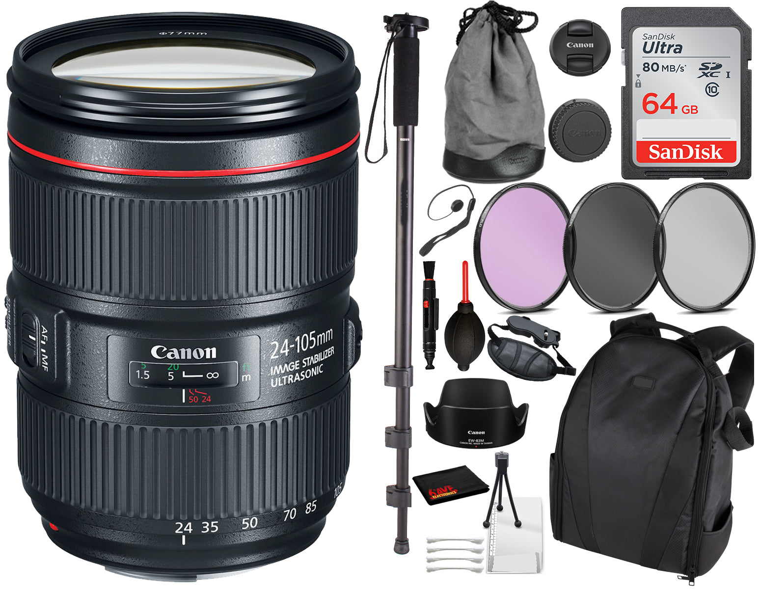 Canon RF 70-200mm f/2.8L IS USM Lens Essential Bundle Kit for Canon EOS - International Model No Warranty