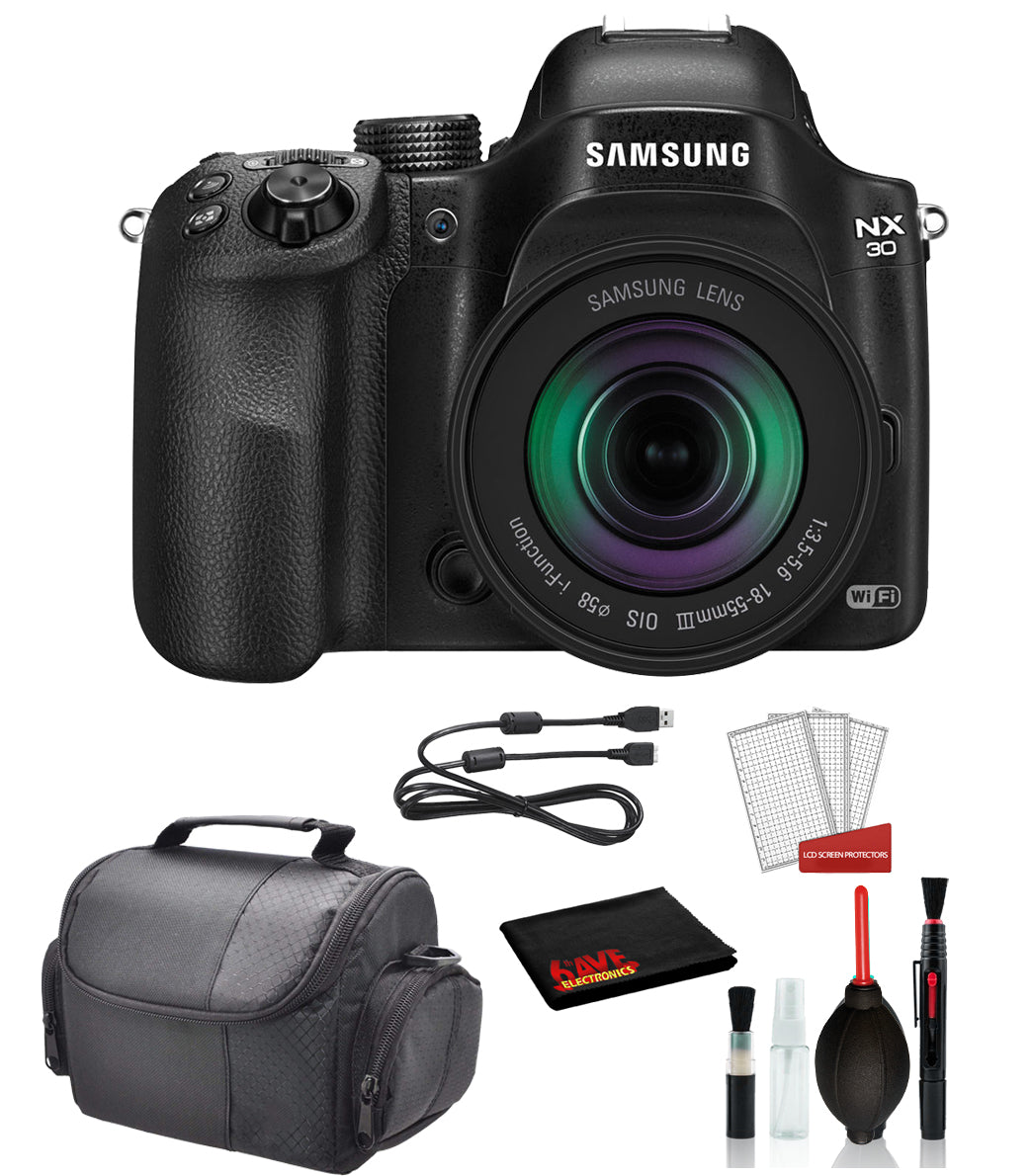 Samsung NX30 Mirrorless Digital Camera w/ 18-55mm f/3.5-5.6 OIS Lens Advanced Bundle  Case + Cleaning Kit + More