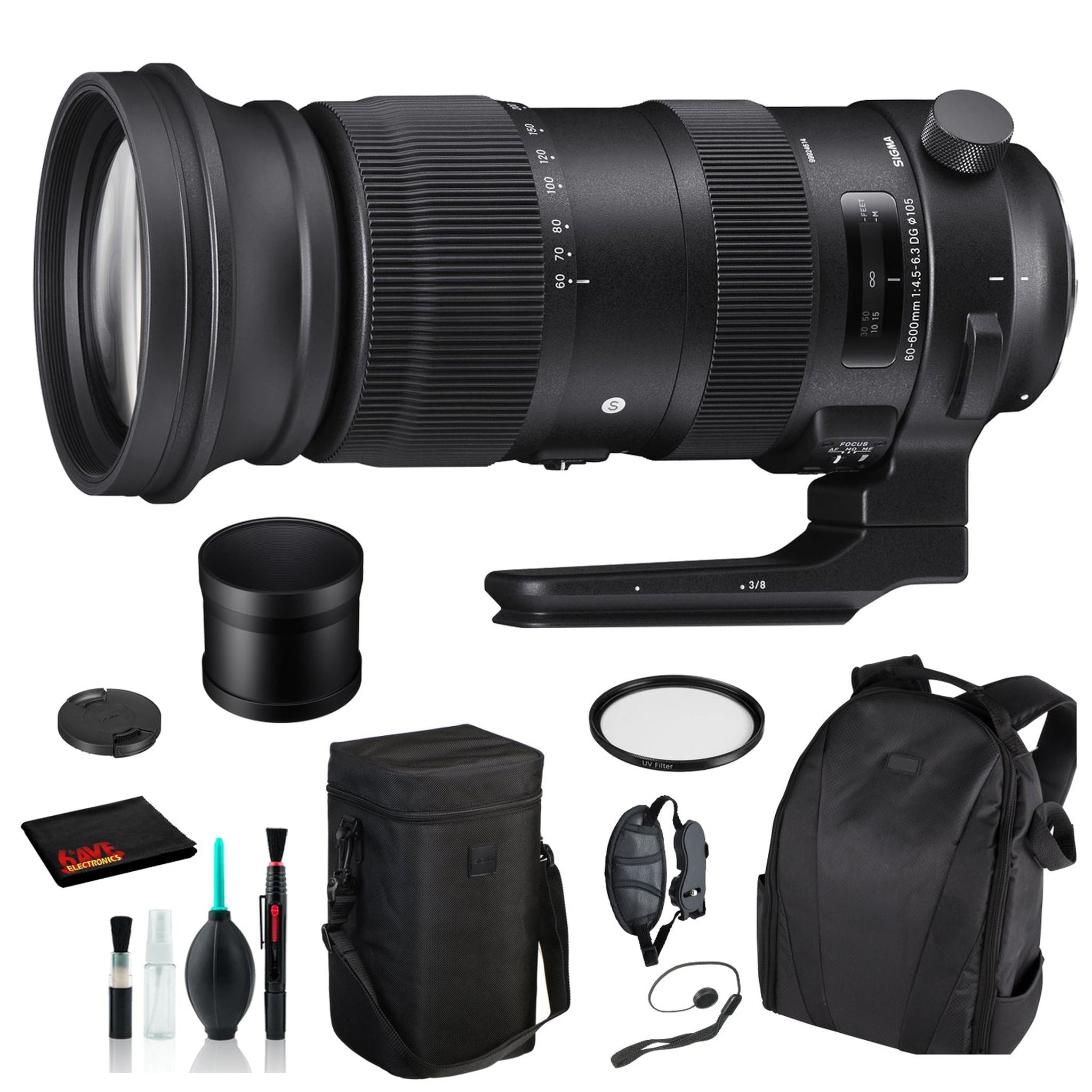 Sigma 60-600mm f/4.5-6.3 DG OS HSM Sports Lens for Canon EF with Essential Bundle: Backpack + Filter + More Sigma