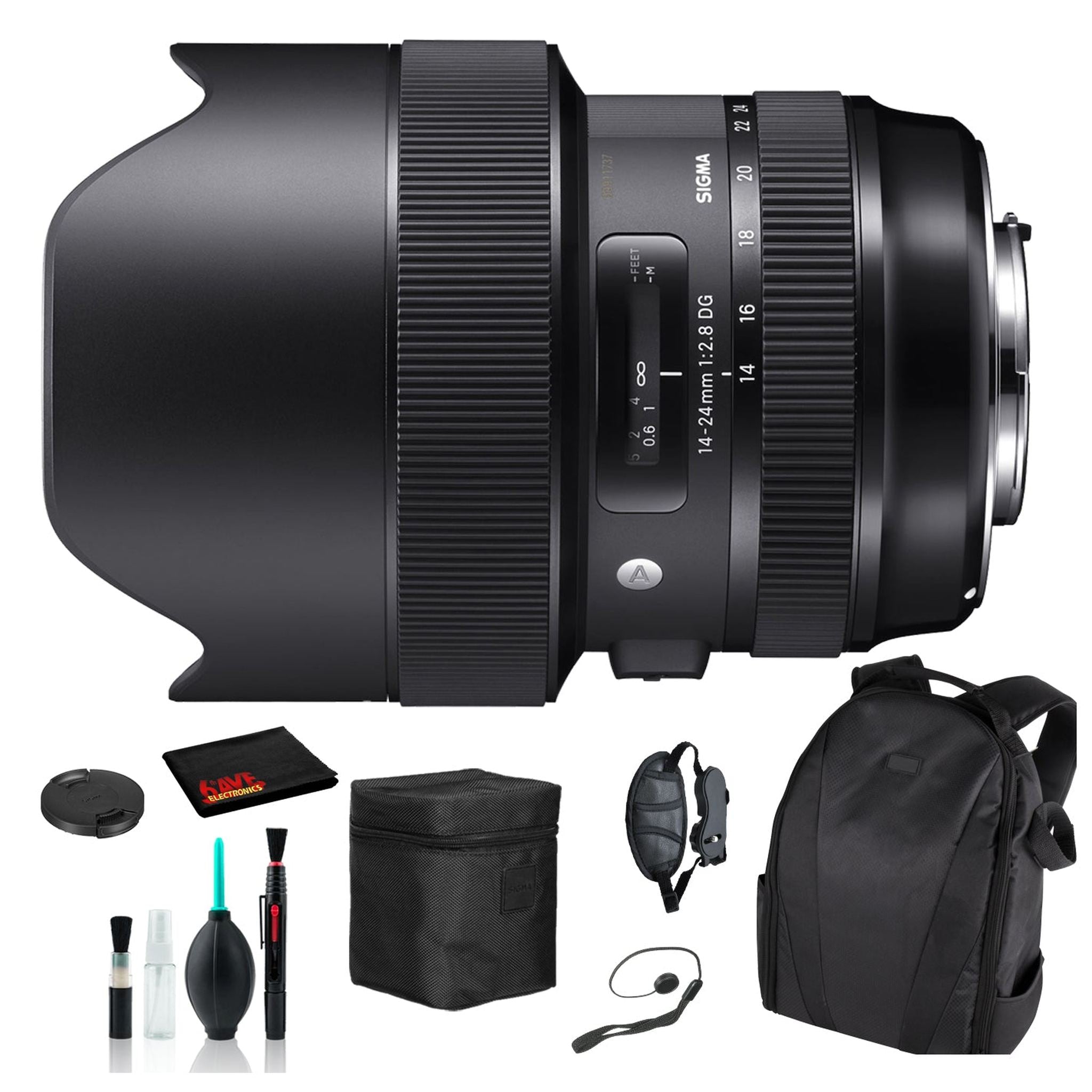 Sigma 14-24mm f/2.8 DG HSM Art Lens for Nikon F with Essential Bundle: Backpack + More Sigma