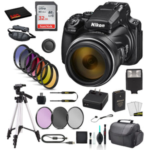 Nikon COOLPIX P1000 Digital Camera Bundle Includes SanDisk 32GB SD Card + 9PC Filter Kit + MORE - International Model
