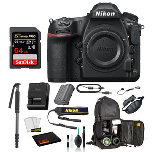Nikon D850 DSLR Camera Body Only Bundle – Includes SanDisk 64GB Extreme PRO Card + Sling Backpack + MORE International Nikon