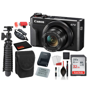 Canon PowerShot G7 X Mark II Digital Camera with SanDisk 32gb SD card + Camera Case + 12" Tripod + MORE Canon