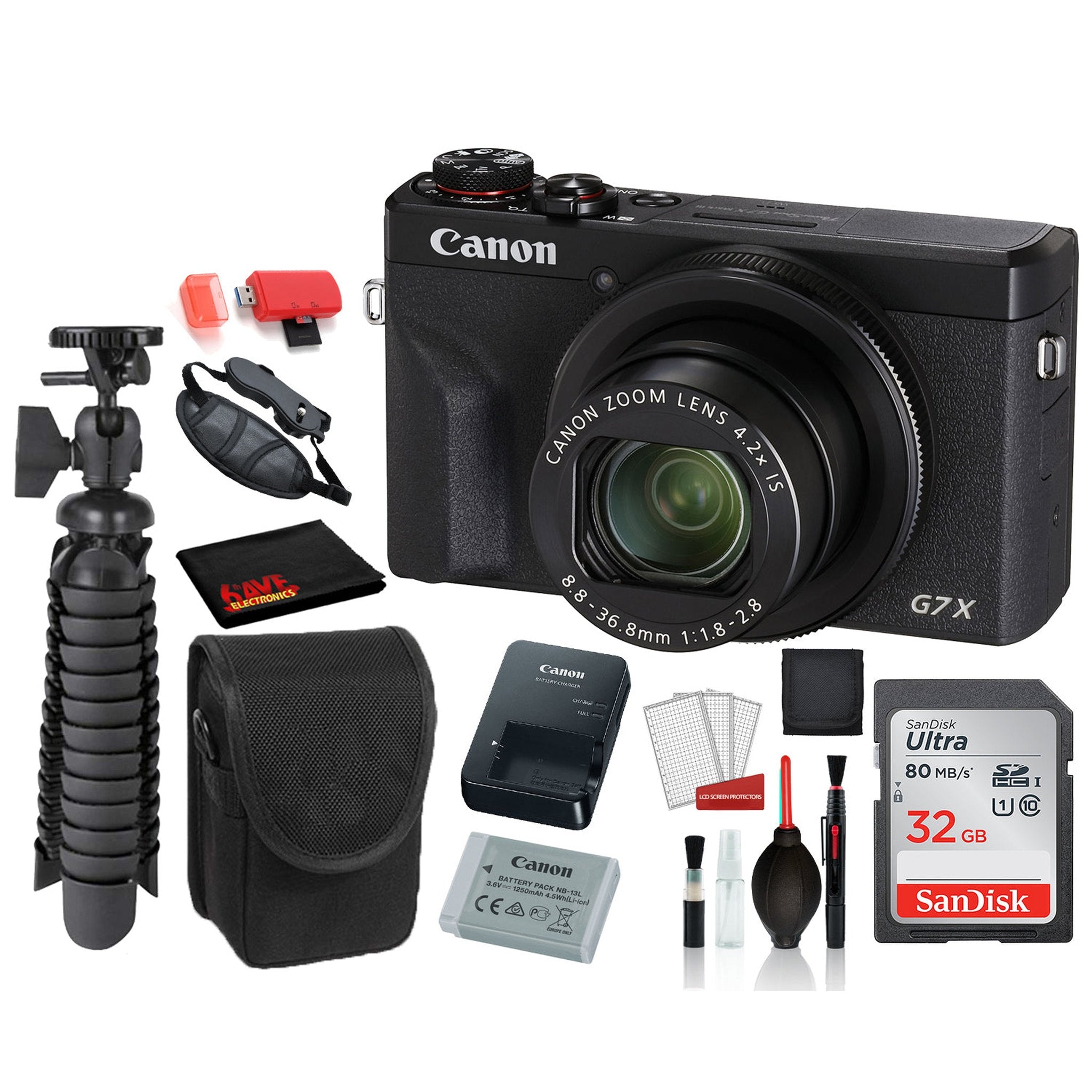 Canon PowerShot G7 X Mark III Digital Camera with �SanDisk 32gb SD card + Camera Case + 12� Tripod + MORE Canon
